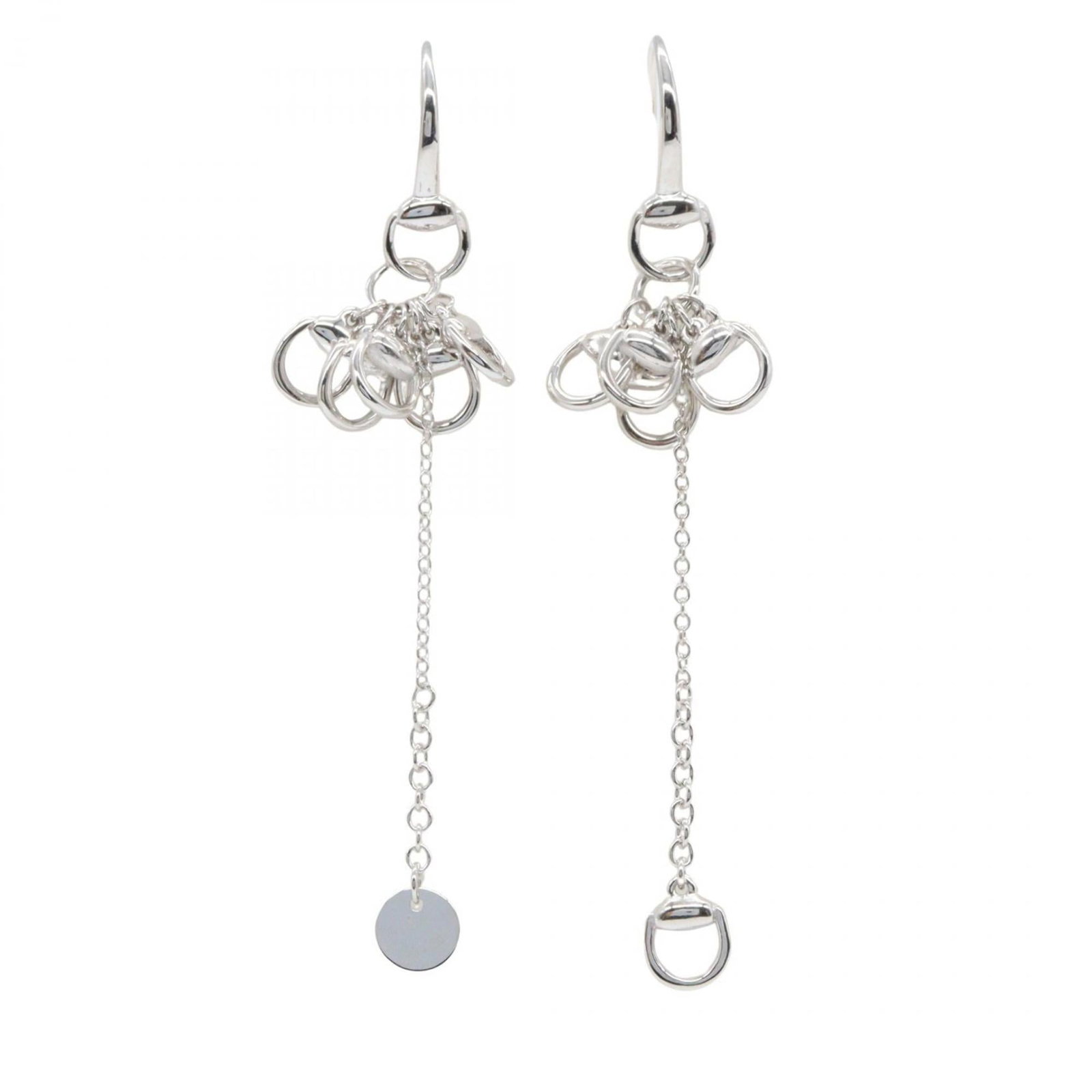 STUD GUCCI WHITE GOLD 18K EARRINGS: STUD GUCCI WHITE GOLD 18K EARRINGS Stud earrings in white gold (18K) with a silver finish, measuring 65.00mm x 10.00mm. These used earrings have some scratches and dirt but are in very good condition,