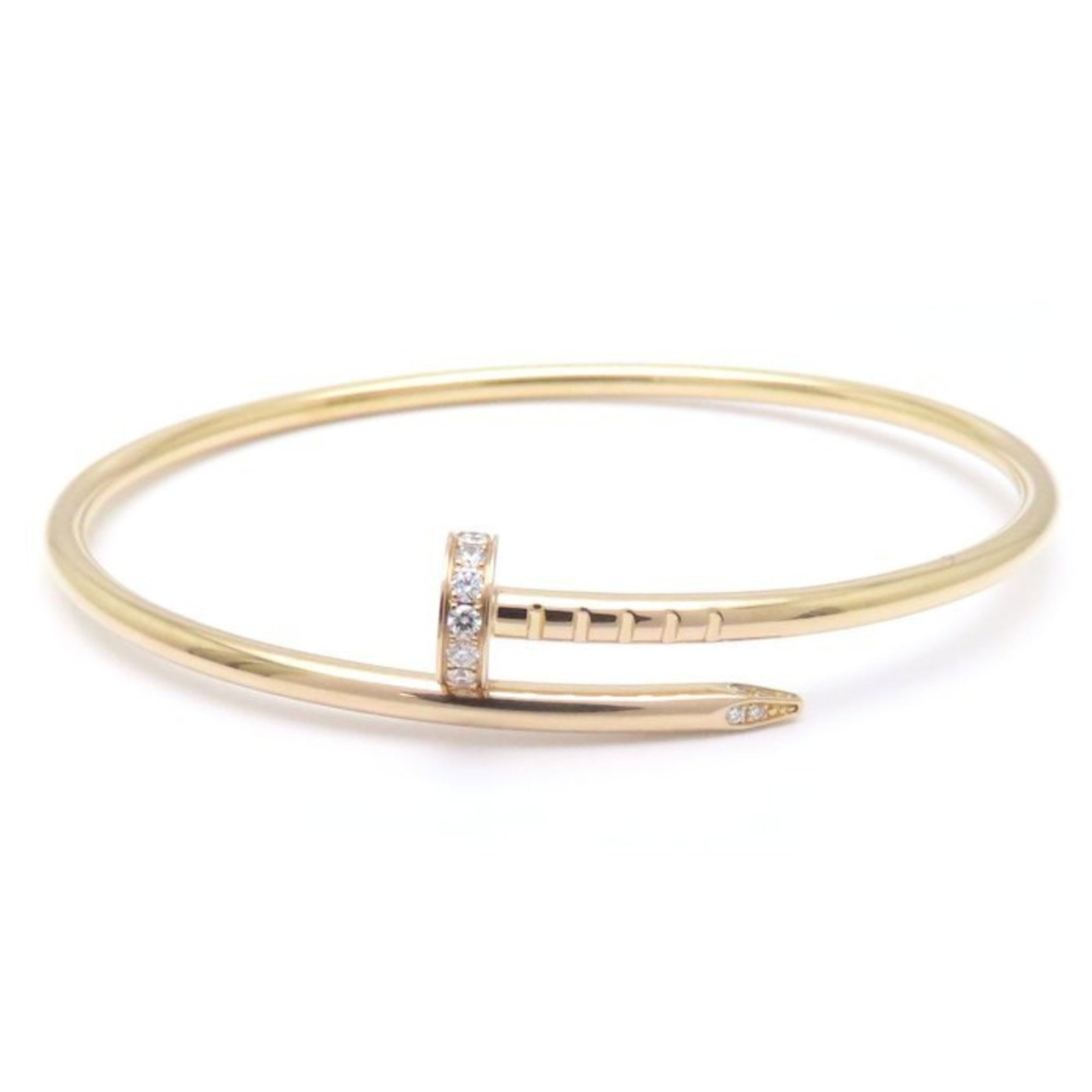 Pink Gold 18K Bangle Cartier: Pink Gold 18K Bangle Cartier Pink Gold 18K Bangle Cartier - A Timeless Accessory. This pink gold 18K bangle features a diamond stone and measures 16cm in length, with a width that varies between