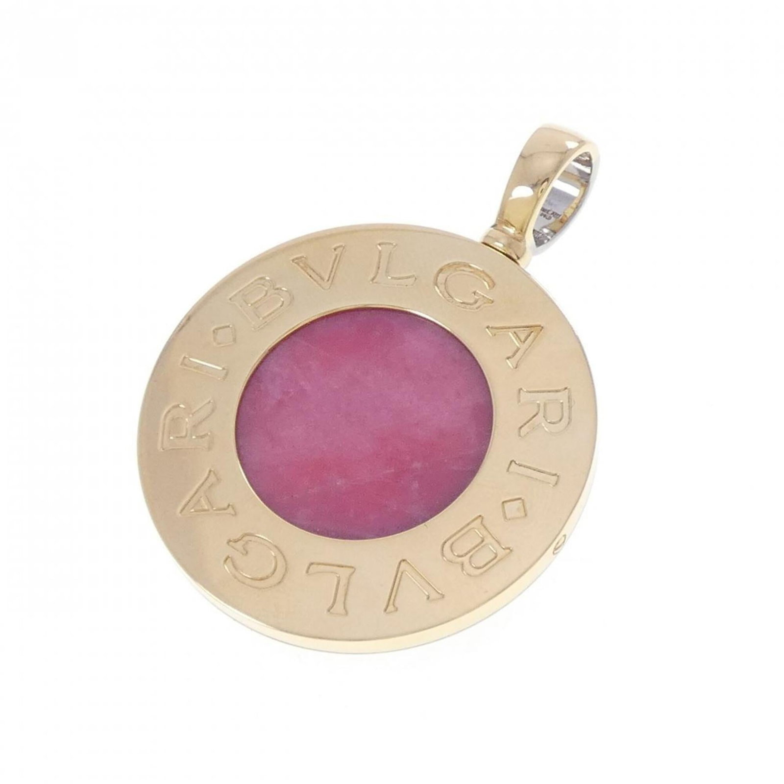 Bvlgari Pendant: Bvlgari Pendant Stainless Steel and Yellow Gold Bvlgari Pendant - A stylish accessory with a unique blend of materials, featuring a 47.3mm x 34.8mm yellow gold pendant made from stainless steel. The