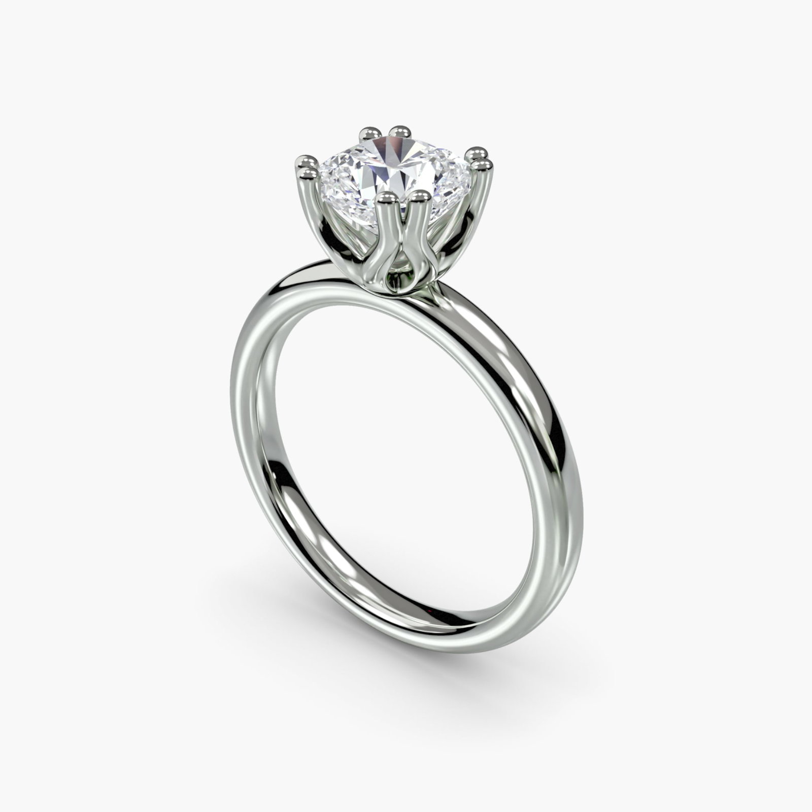 Solitaire Cushion 18Kt White Gold Ring Setting - 5