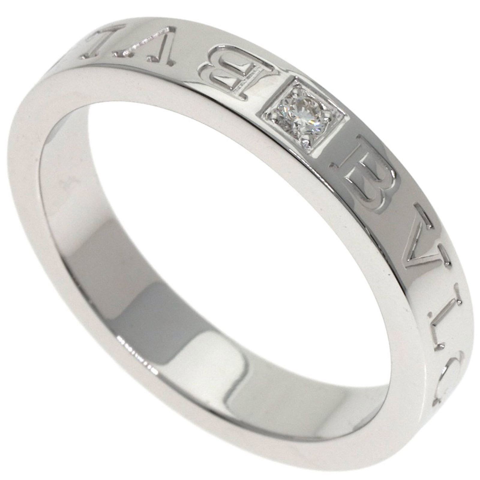 Bvlgari Band Ring White Gold (18K): Bvlgari Band Ring White Gold (18K) Bvlgari Band Ring White Gold (18K) features an elegant white gold design with diamond accents, showcasing the luxury brand's signature style. This 18K white gold ban