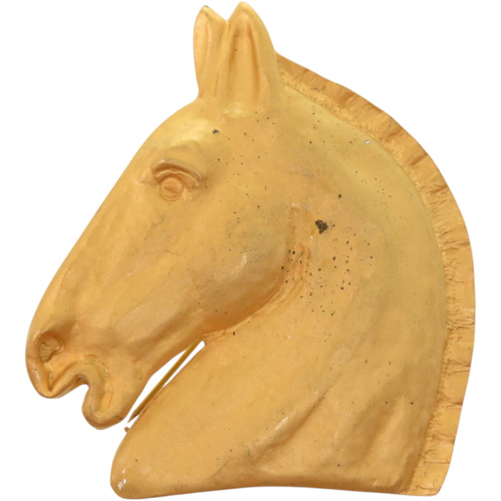 Hermes Brooch: Hermes Brooch Gold Plated Hermes Brooch, 6.2cm x 5.7cm / 2.44'' x 2.24'', bears a signature and features a gold plated finish. The brooch has traces of usage with minor damages and dirt, but remains
