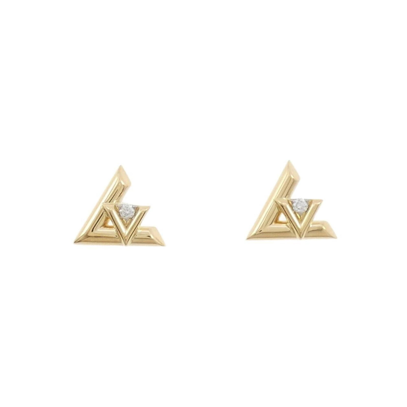 Louis Vuitton Stud Earrings Yellow Gold (18K): Louis Vuitton Stud Earrings Yellow Gold (18K) Yellow gold (18K) stud earrings from Louis Vuitton, featuring diamonds with dimensions 9.90mm x 11.10mm / 0.39'' x 0.44''. The earrings have a few traces 