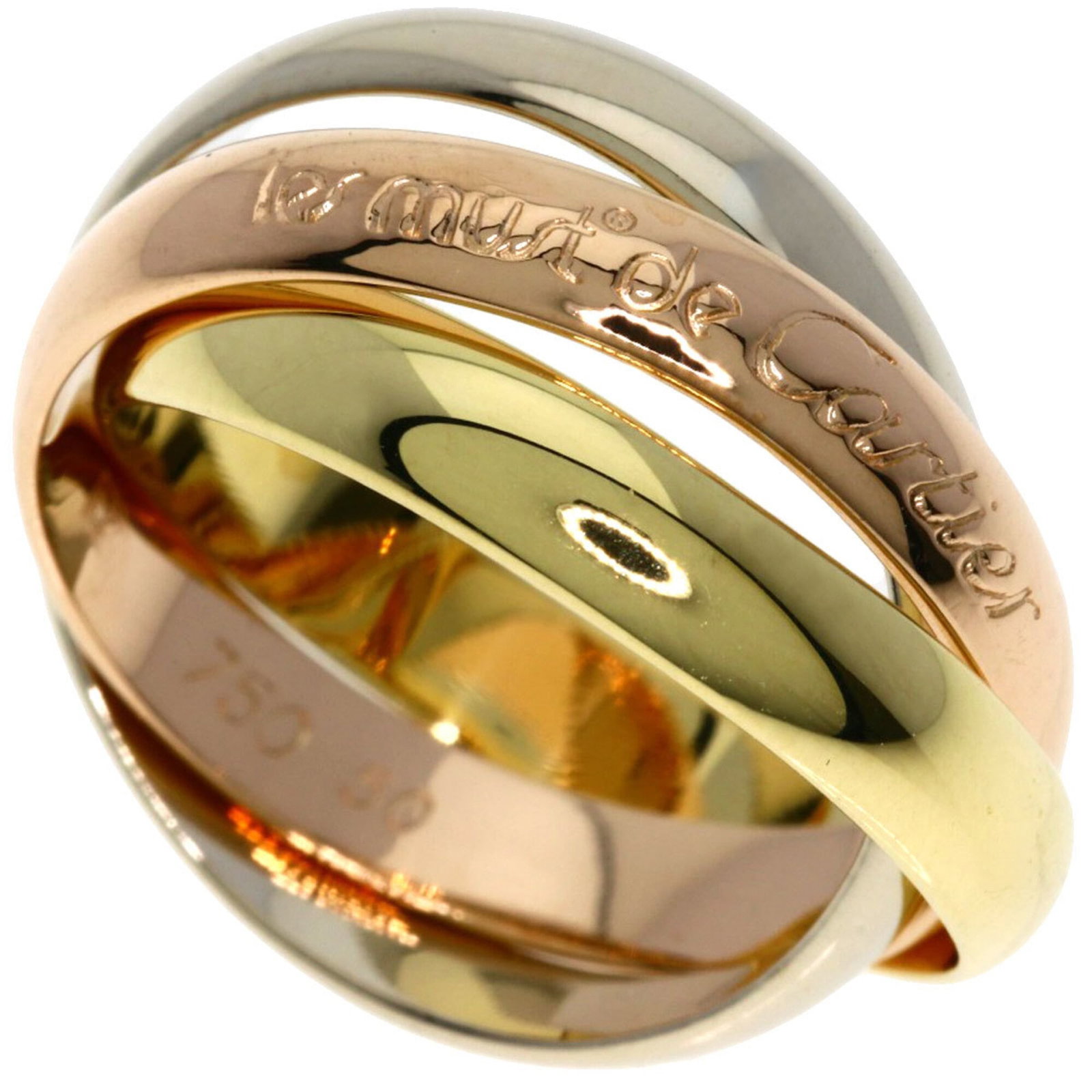 Cartier Pink 18k White 18k Yellow Gold Ring Band: Cartier Pink 18k White 18k Yellow Gold Ring Band Pink Gold (18K) and White Gold (18K) intertwined in a beautiful 18k Yellow Gold band, adding a touch of elegance to any outfit. This Cartier ring band