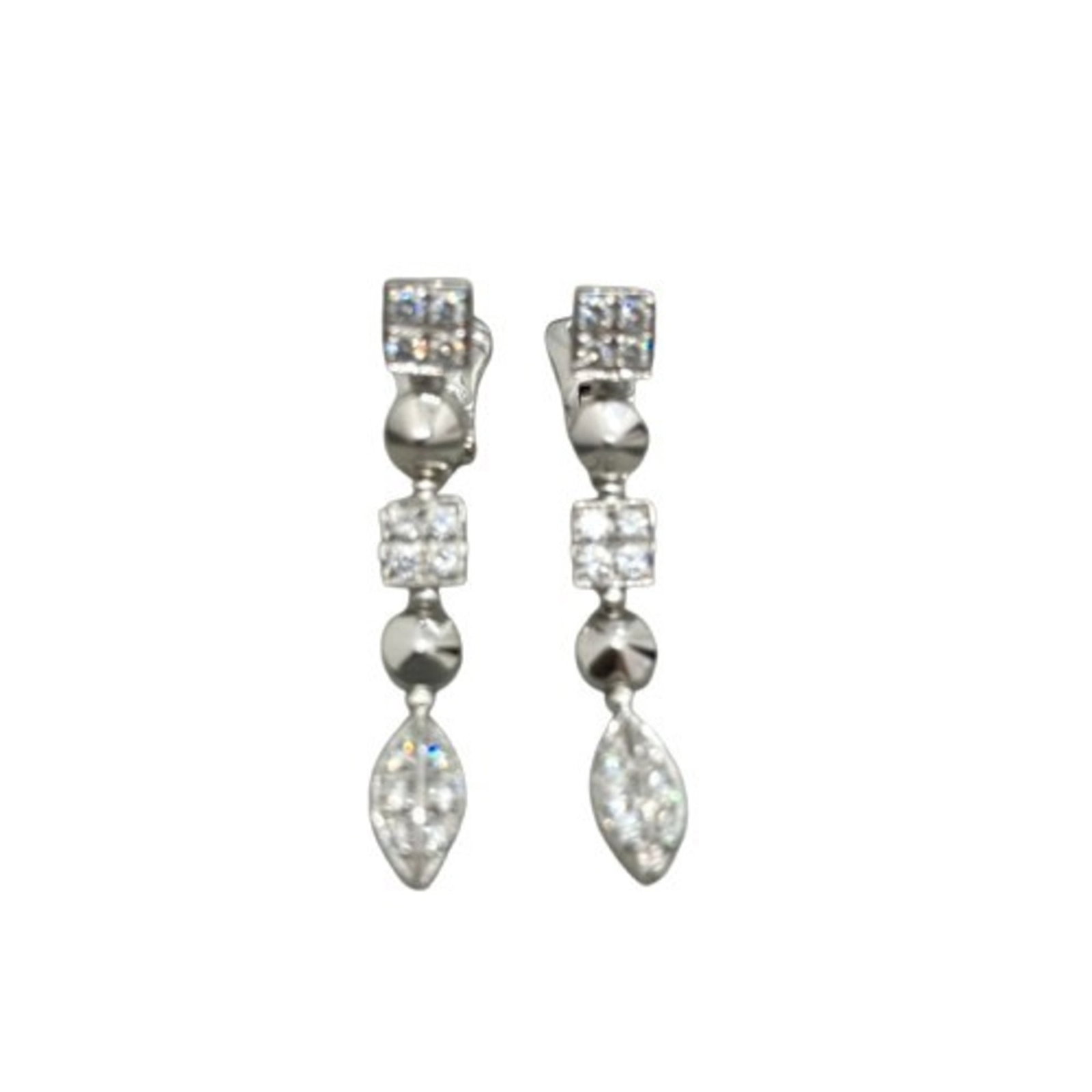 Bvlgari Drop Earrings White Gold (18K): Bvlgari Drop Earrings White Gold (18K) Bvlgari Drop Earrings White Gold (18K) are crafted from high-quality white gold, featuring a diamond stone. The earrings have been used and show some signs of we