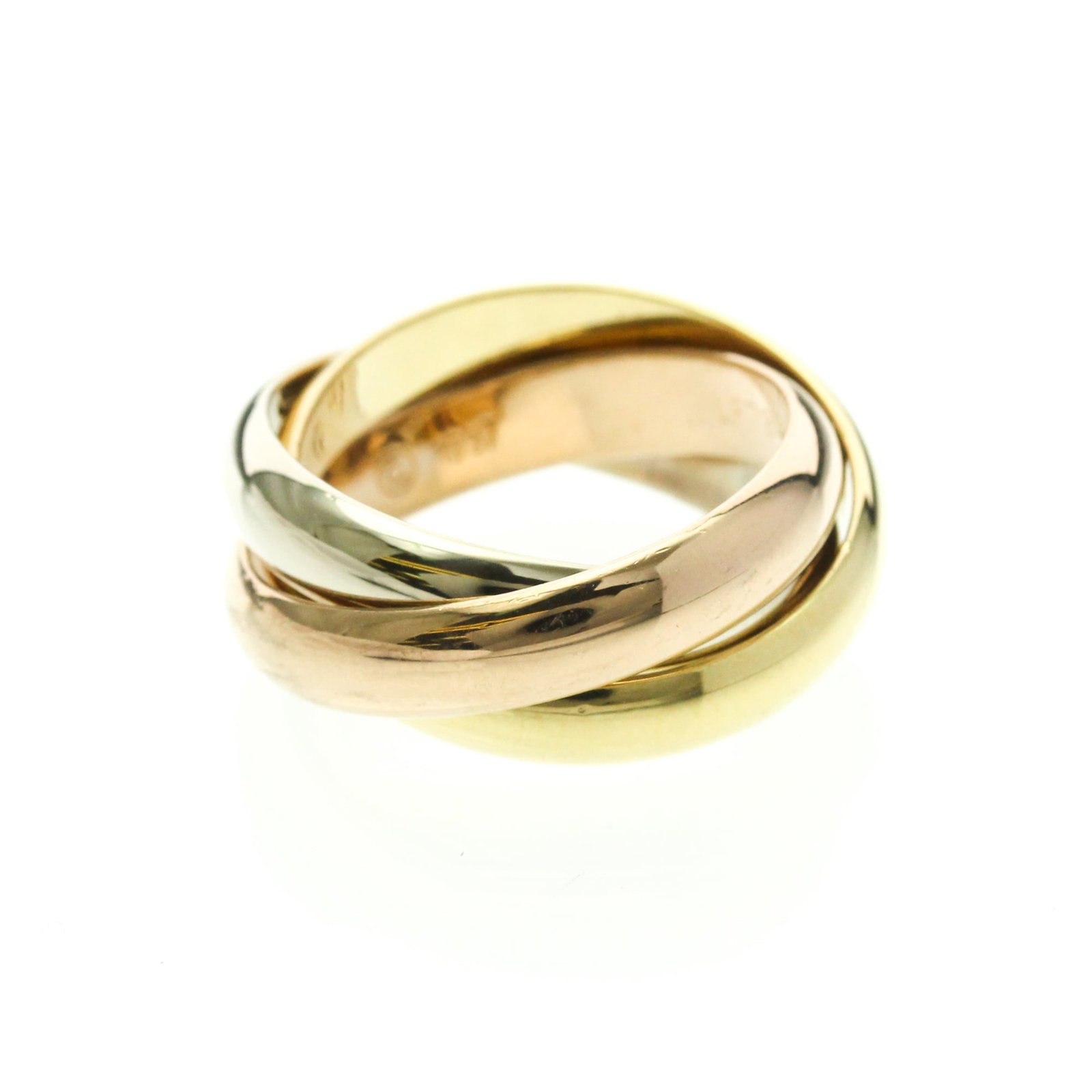 Cartier Pink 18k White 18k Yellow Gold Ring Band: Cartier Pink 18k White 18k Yellow Gold Ring Band Cartier Pink 18k White 18k Yellow Gold Ring Band - A luxurious gold band featuring the iconic Cartier design, crafted from 18k pink, white, and yellow 
