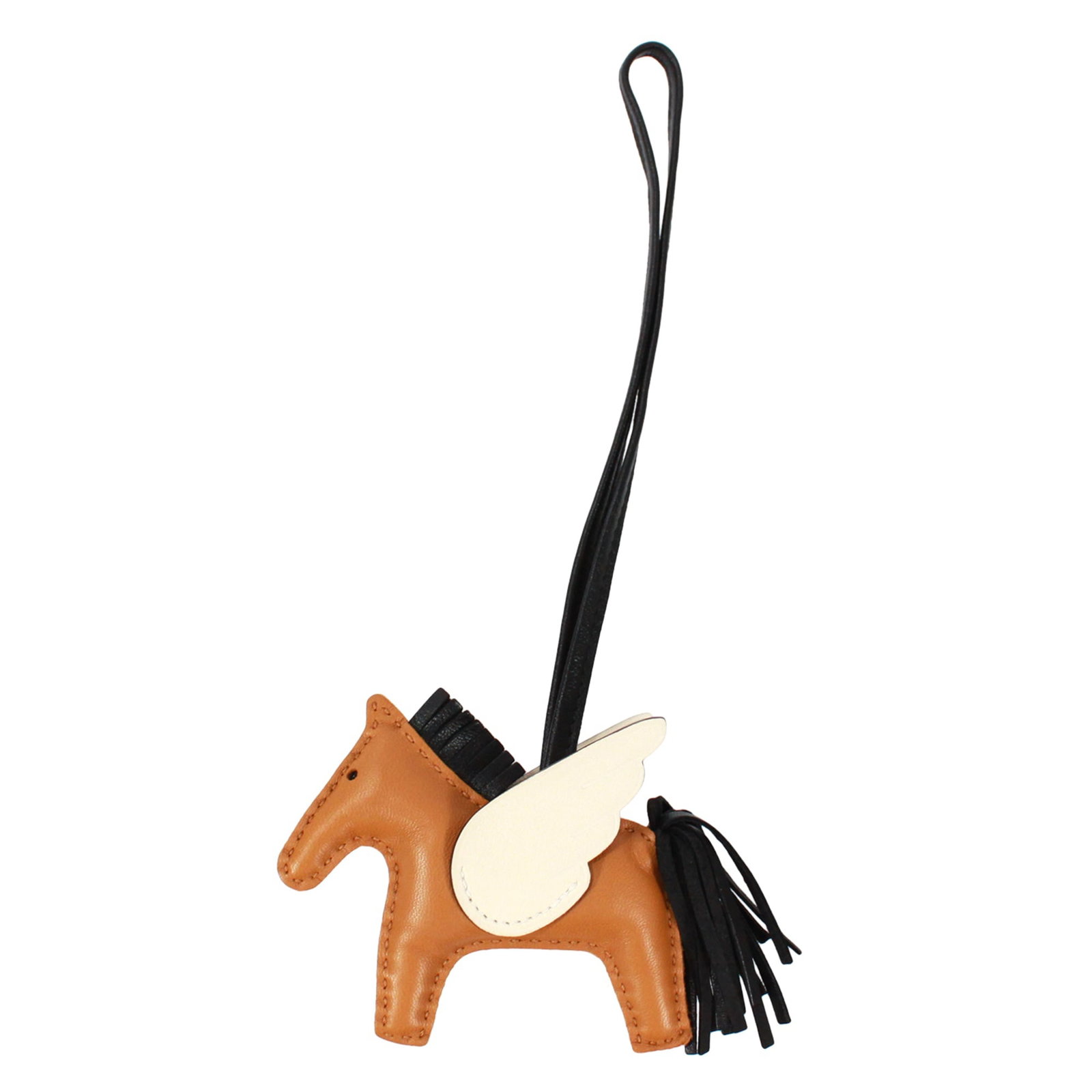 Hermes Handbag Charm Agneau Milo: Hermes Handbag Charm Agneau Milo Agneau Milo charm from Hermes, featuring a sleek black design with subtle brown undertones. This used handbag charm measures 70mm x 90mm and shows signs of minor wear,