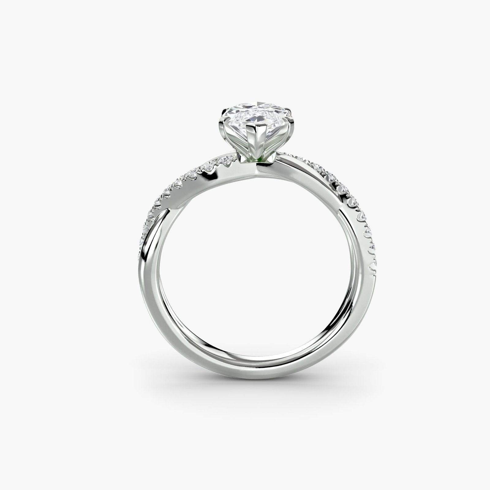 Pave Marquise 14Kt White Gold Ring Setting: Pave Marquise 14Kt White Gold Ring Setting Pave marquise ring setting in 14Kt white gold, featuring 20 side stones totaling 0.19 carats, with a sleek band width of 2.4mm and a metal weight of 3.57