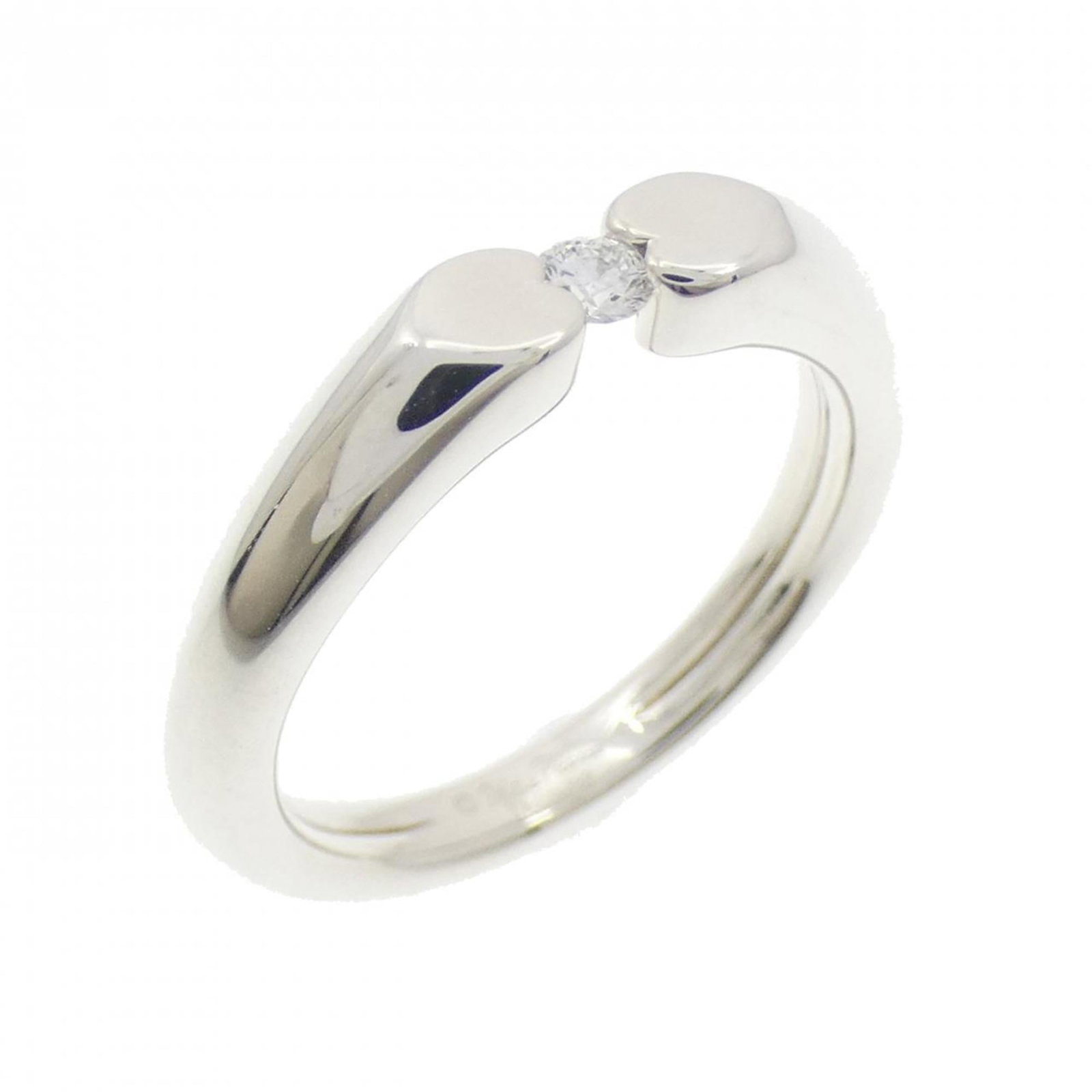 Tiffany Band Ring Silver 925: Tiffany Band Ring Silver 925 Silver 925 band ring from Tiffany features a diamond stone, available in women's US size 5. The item has some scratches and dirt, but remains in very good condition with o