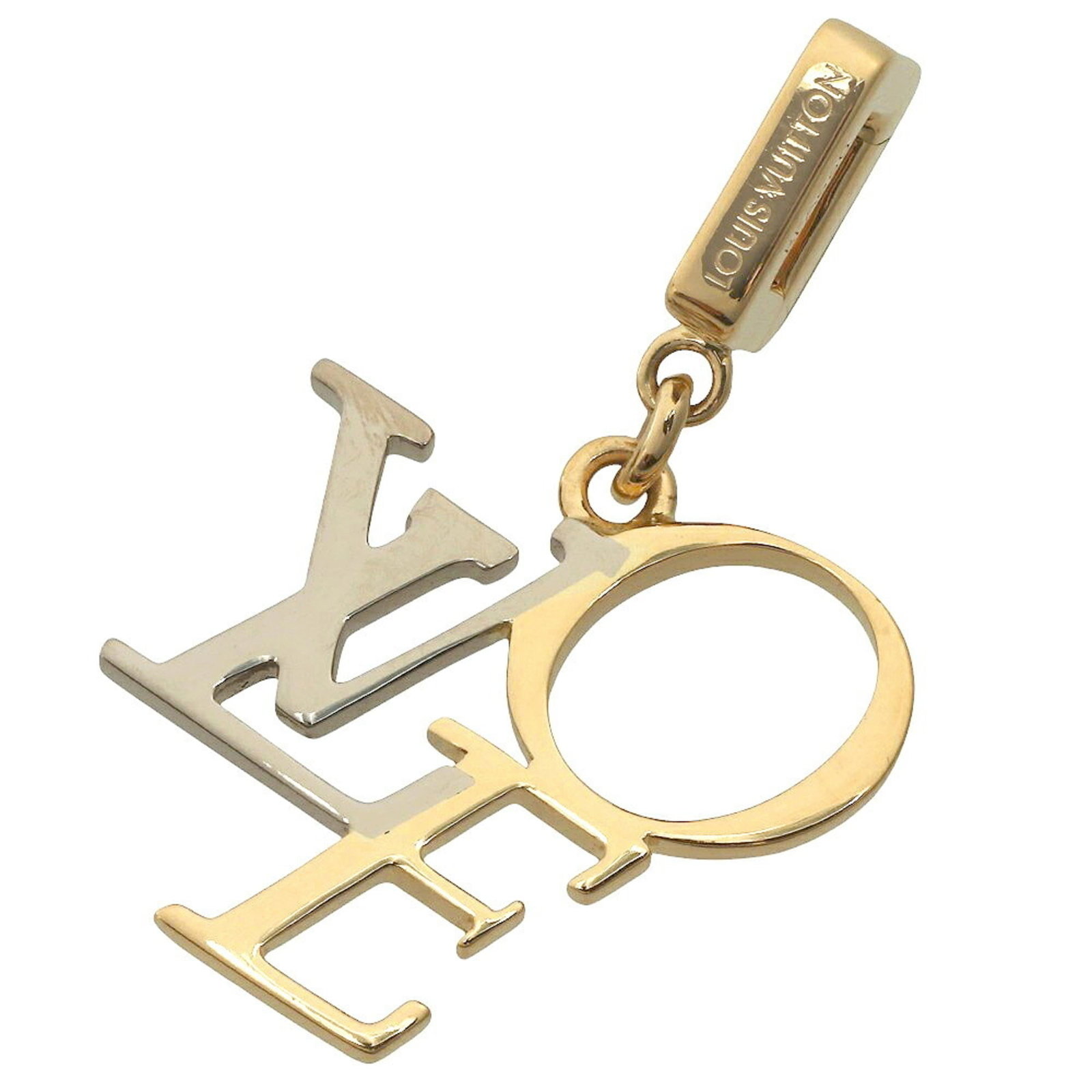 Like New Louis Vuitton 5.1G That'S Love Pendant Top 18Kyg 18Kwg Love Q93114: Like New Louis Vuitton 5.1G That'S Love Pendant Top 18Kyg 18Kwg Love Q93114 Like new Louis Vuitton 5.1G That'S Love Pendant in white gold and yellow gold, featuring a signature that bears the mark of