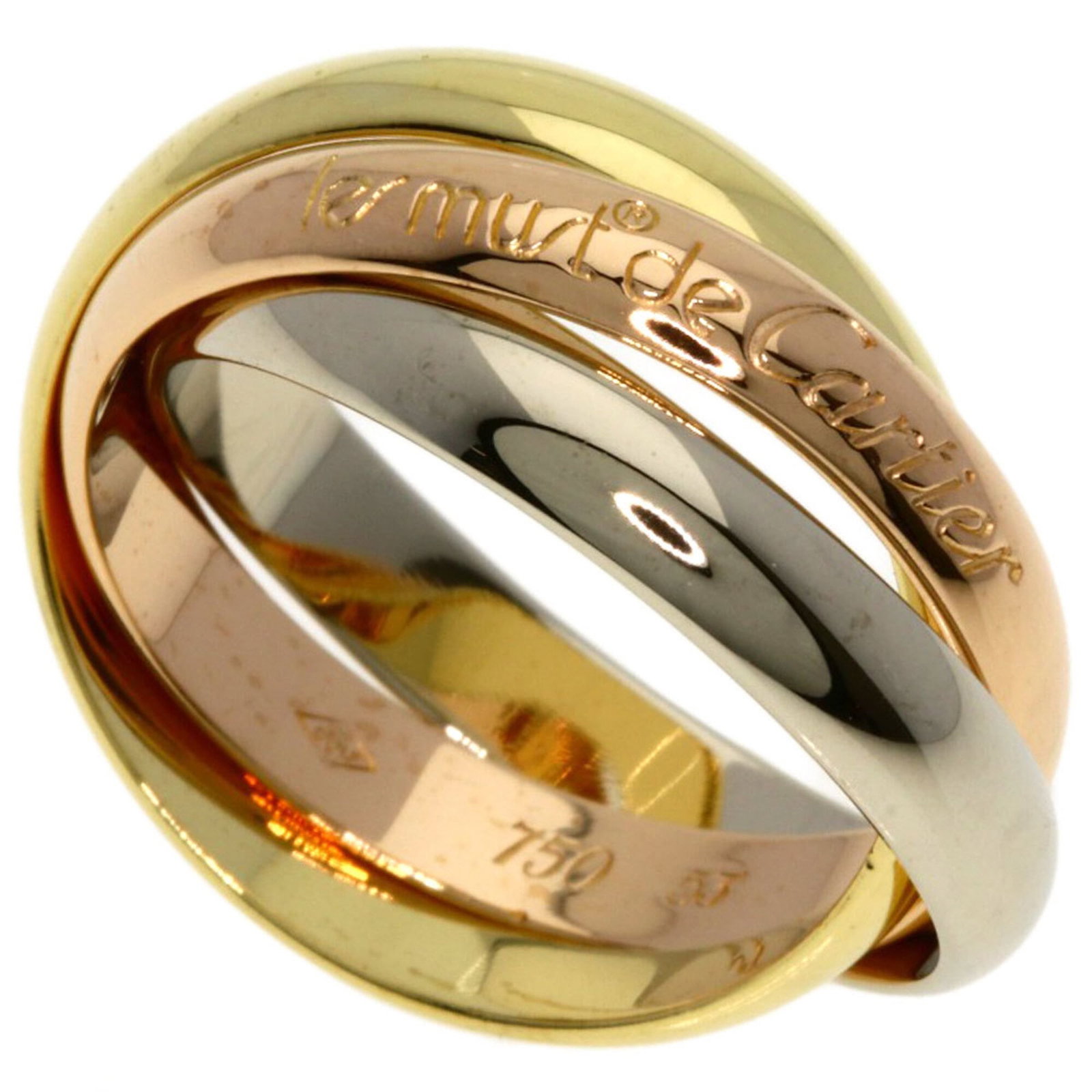 Cartier Pink 18k White 18k Yellow Gold Ring Band: Cartier Pink 18k White 18k Yellow Gold Ring Band Pink Gold (18K) and White Gold (18K), Yellow Gold (18K) blend in this elegant Cartier band ring, showcasing a unique combination of materials. The