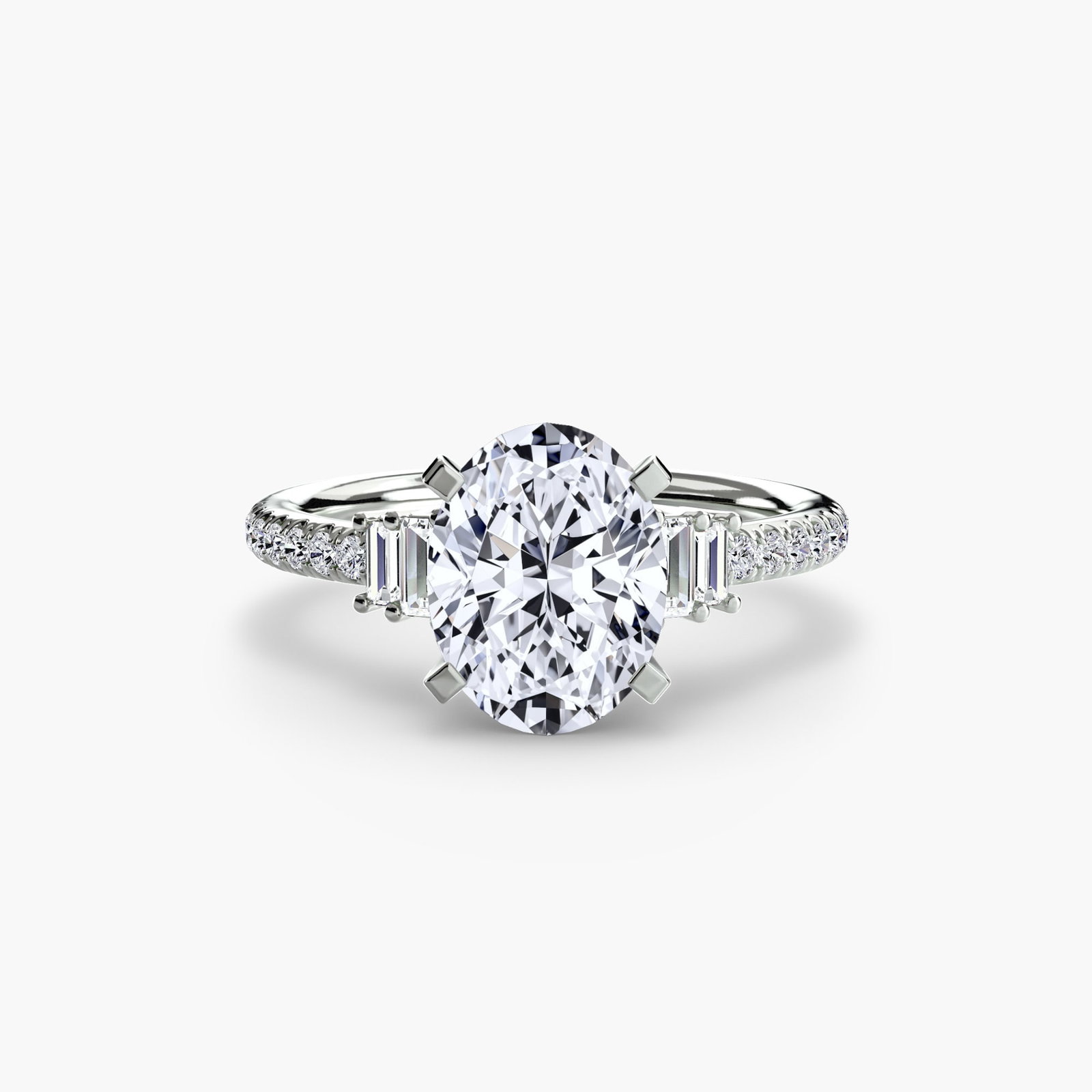Pave Oval 950 Platinum Ring Setting - 2