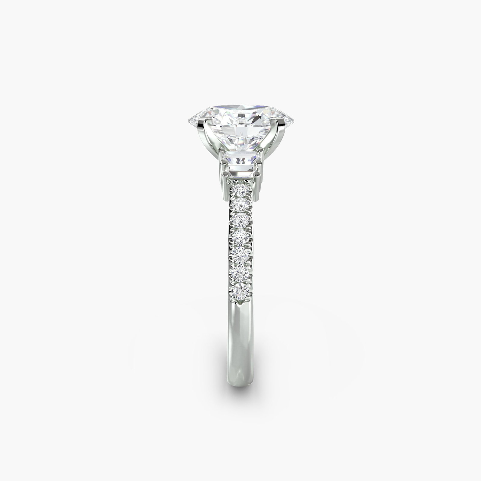 Pave Oval 950 Platinum Ring Setting - 3