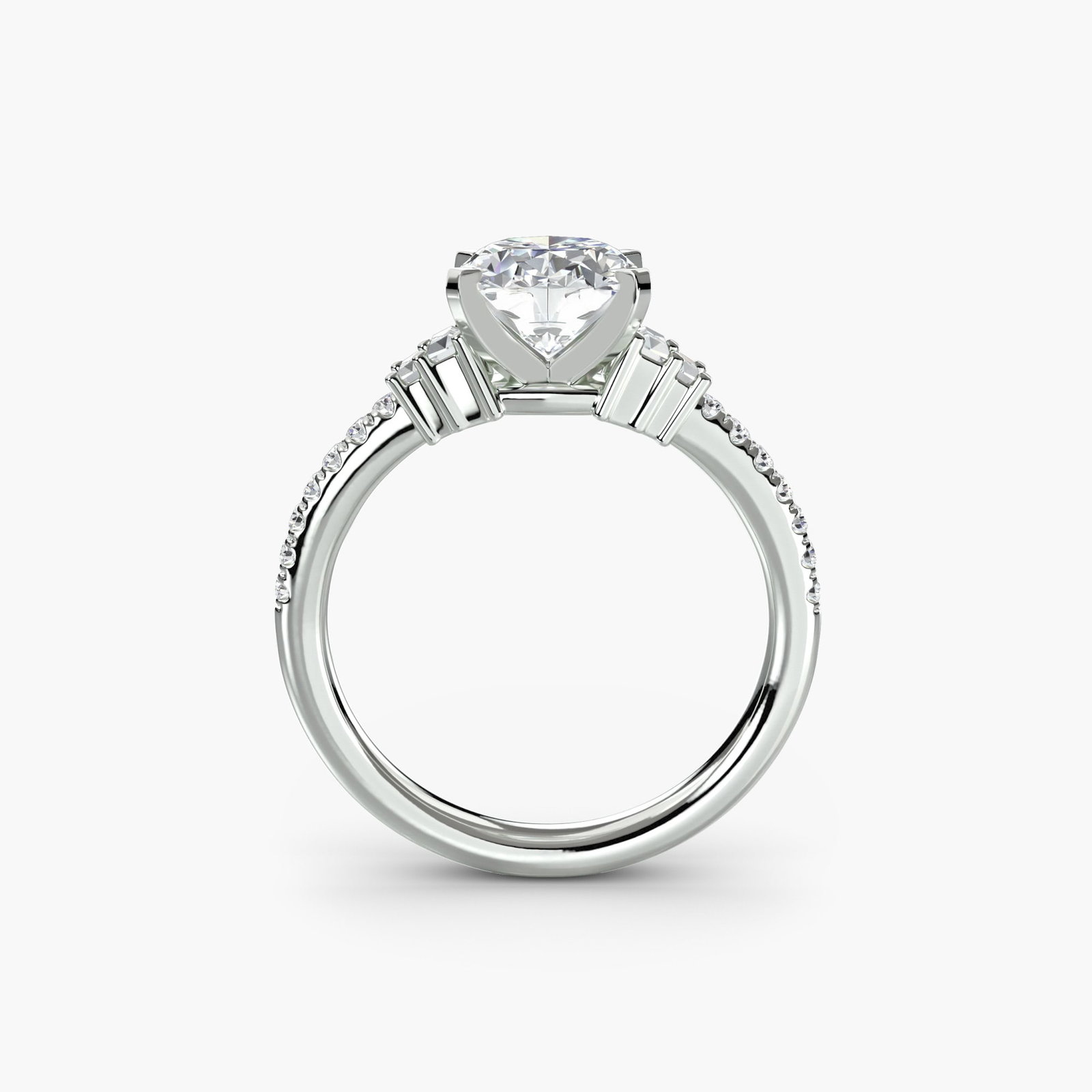 Pave Oval 950 Platinum Ring Setting - 4