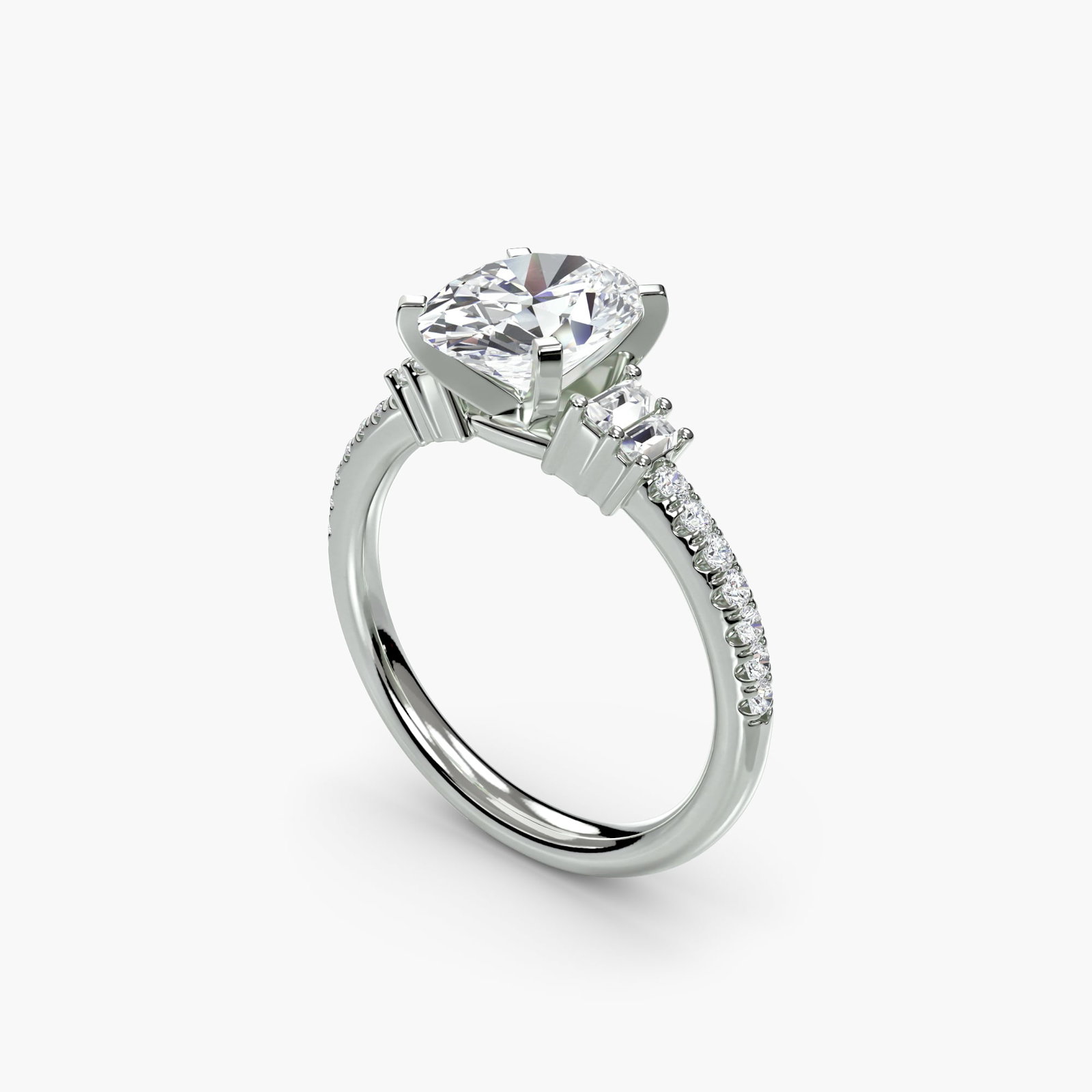 Pave Oval 950 Platinum Ring Setting - 5