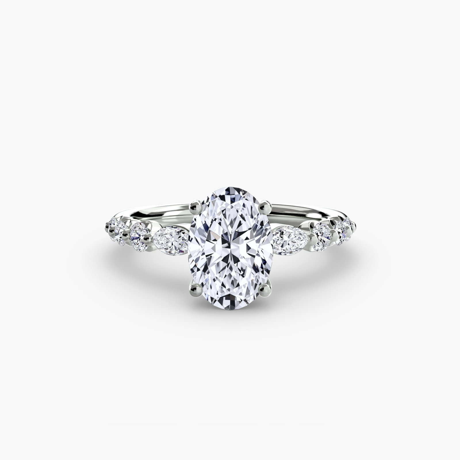 Pave Oval 950 Platinum Ring Setting - 2