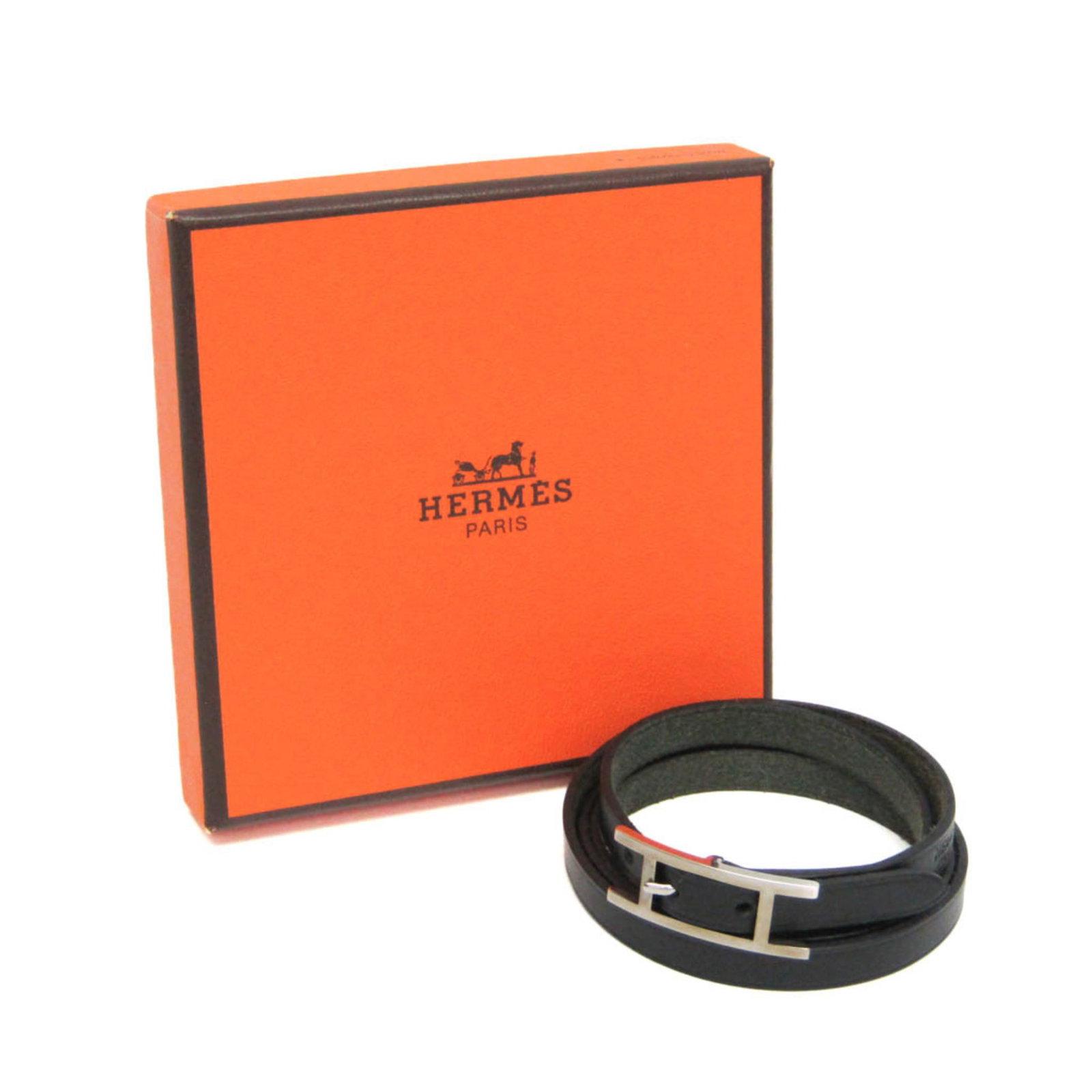 Metal leather bangle Hermes - 2