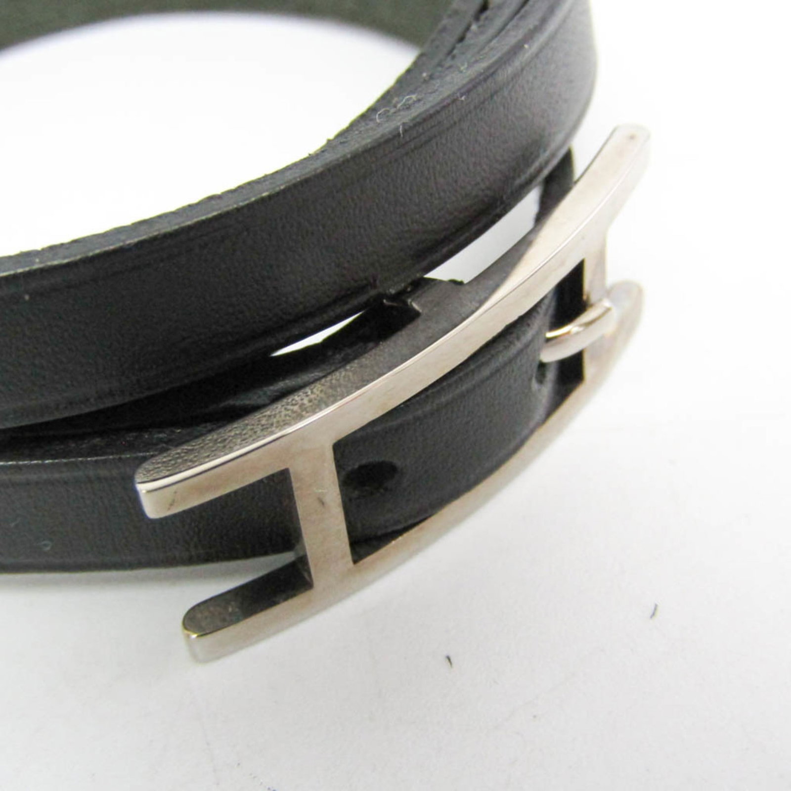 Metal leather bangle Hermes - 5