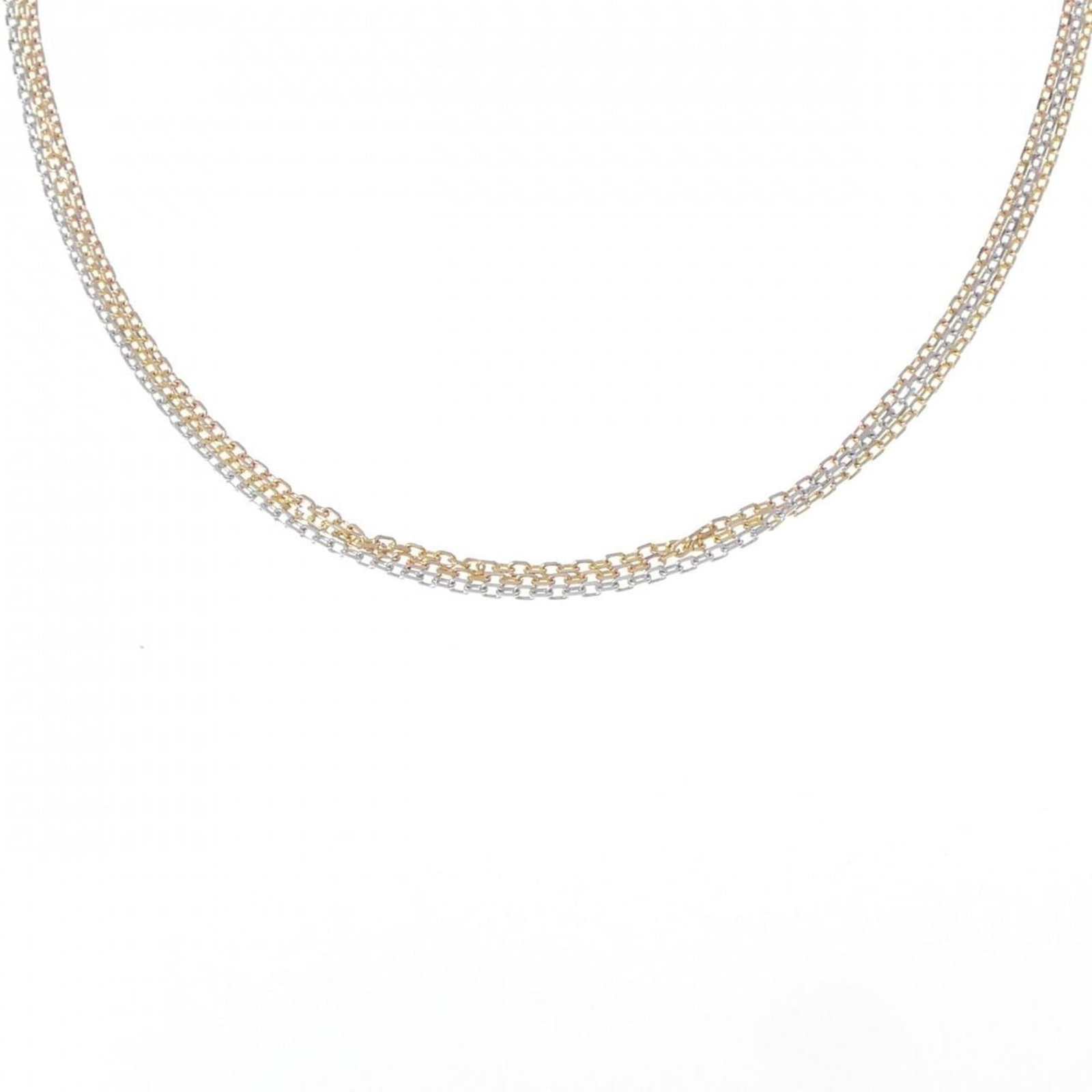 Trinity Cartier Necklace: Trinity Cartier Necklace The Trinity Cartier Necklace boasts a timeless design with pink, white, and yellow gold hues. This 18K gold necklace features a classic style with a few traces of usage, some 