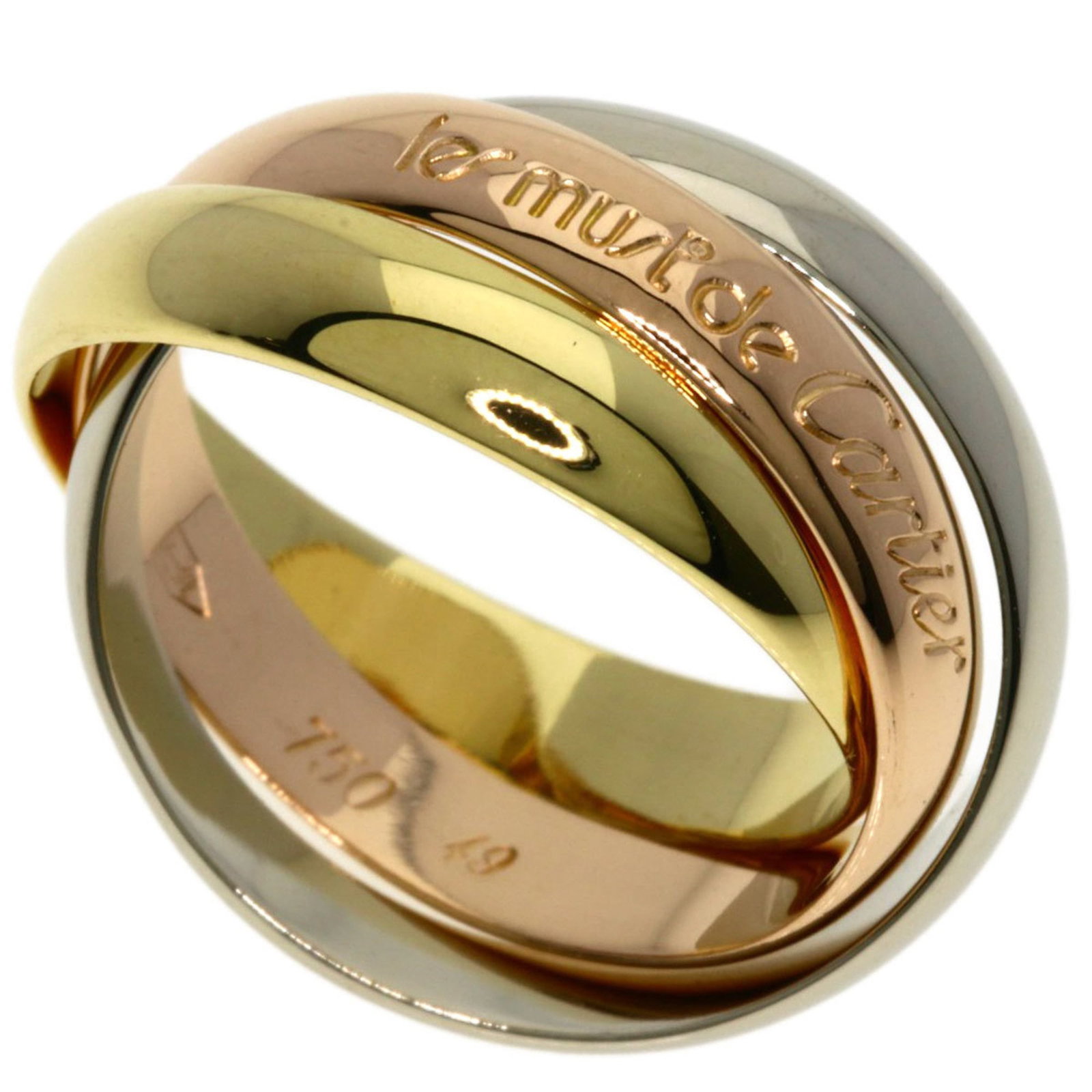 Cartier Pink 18k White 18k Yellow Gold Ring Band: Cartier Pink 18k White 18k Yellow Gold Ring Band Pink Gold (18K) and White Gold (18K) blend in this elegant Cartier ring band, featuring 18k Yellow Gold accents. A few traces of usage are visible, wit