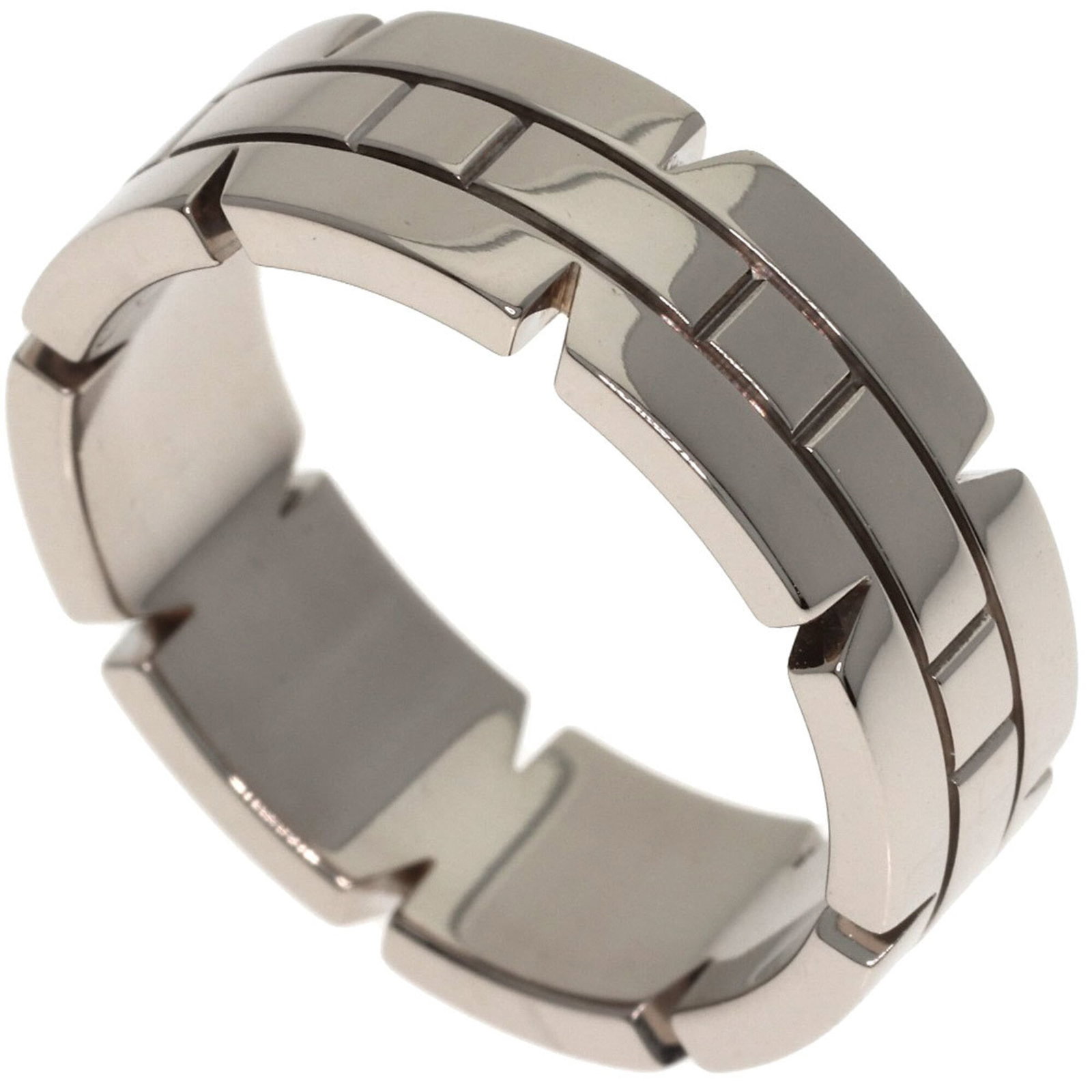 White Gold Cartier Band Ring 18K: White Gold Cartier Band Ring 18K 18K White Gold Cartier Band Ring in Excellent Condition. This beautiful ring features a sleek design made from high-quality white gold, with some subtle signs of wear 