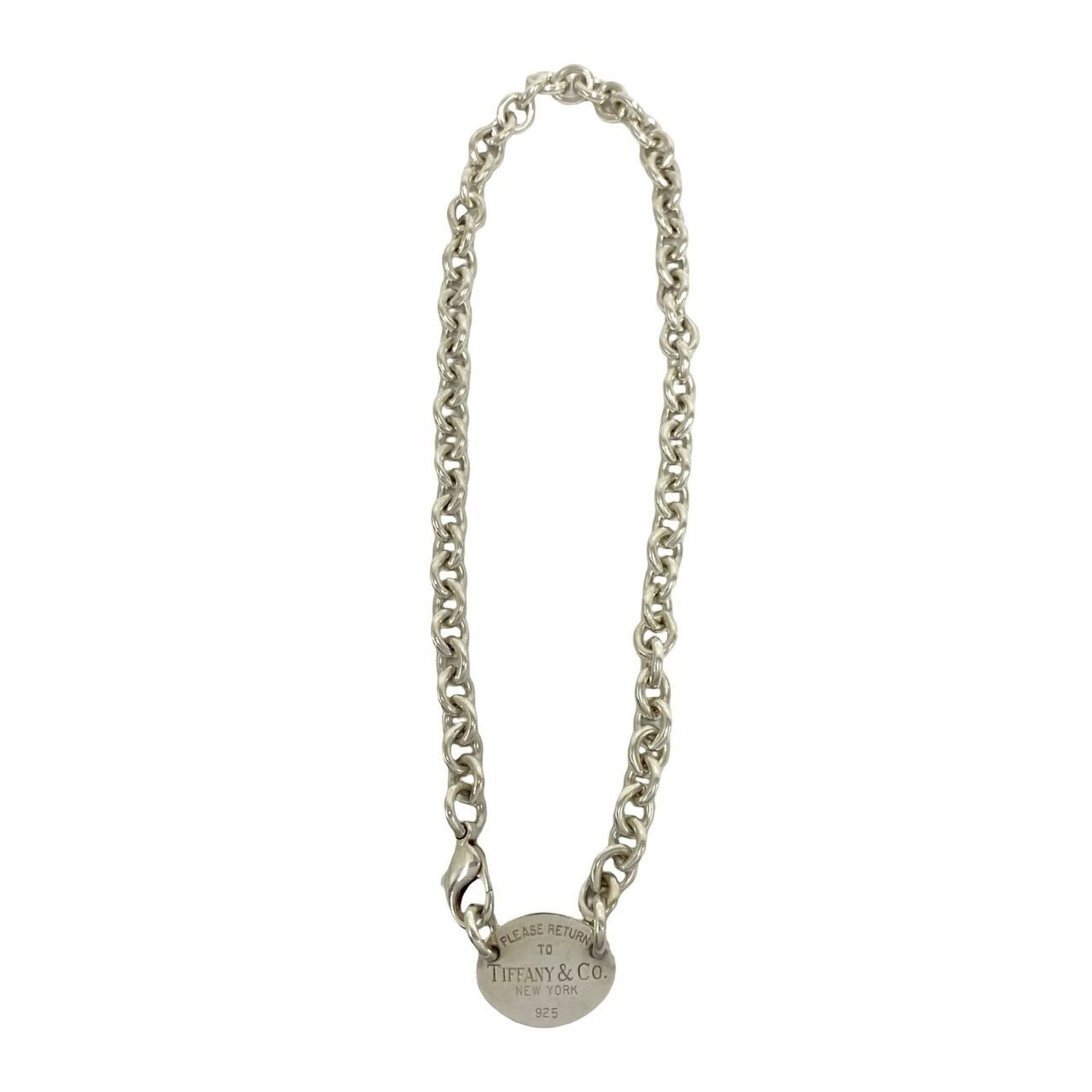 Tiffany&Co. Tiffany Return To Oval Necklace Sterling Silver 925 Pendant Choker Accessory Silver: Tiffany&Co. Tiffany Return To Oval Necklace Sterling Silver 925 Pendant Choker Accessory Silver Tiffany&Co. Tiffany Return To Oval Necklace Sterling Silver 925 Pendant Choker Accessory Silver - A