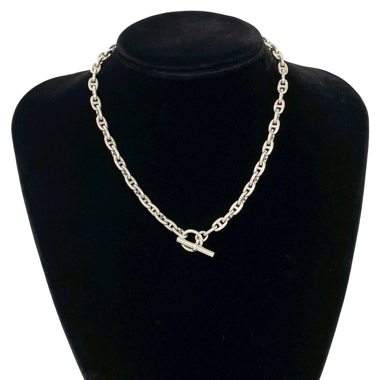 Vintage Sterling Silver Choker Necklace Hermes Margiela Tpm Chaine D'Ancre Era 925 99536: Vintage Sterling Silver Choker Necklace Hermes Margiela Tpm Chaine D'Ancre Era 925 99536 Vintage sterling silver choker necklace from the iconic Hermes Margiela Tpm Chaine D'Ancre era, featuring a tim