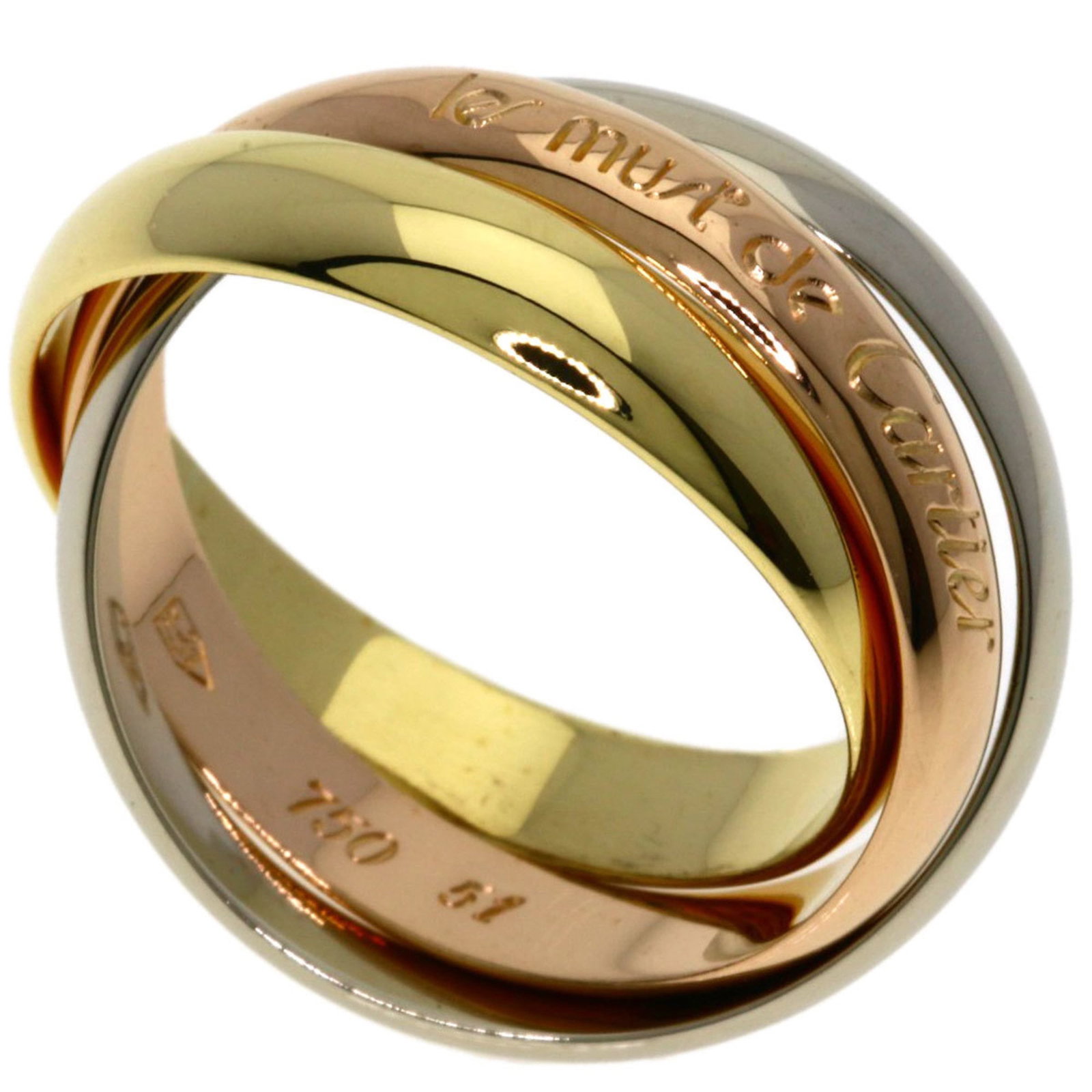 Cartier Pink 18k White 18k Yellow Gold Ring Band: Cartier Pink 18k White 18k Yellow Gold Ring Band Pink Gold (18K) and White Gold (18K) meet in perfect harmony, creating a striking Cartier band ring. The 18k Yellow Gold accents add a touch of warmth 