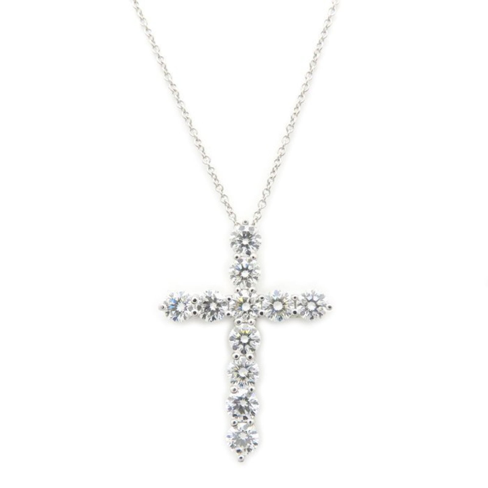 Tiffany&Co. Tiffany Large Cross Necklace With Diamonds Platinum 950 Women'S 295312: Tiffany&Co. Tiffany Large Cross Necklace With Diamonds Platinum 950 Women'S 295312 Tiffany&Co.'s iconic Large Cross Necklace boasts a striking platinum design, adorned with diamonds and featuring a la