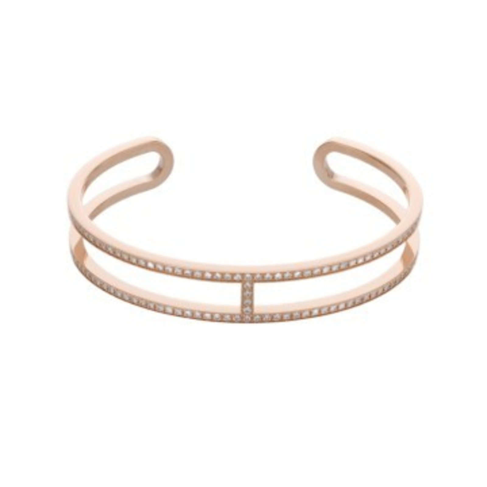 Pink Gold 18K Hermes Charm Bracelet: Pink Gold 18K Hermes Charm Bracelet Pink Gold 18K Hermes Charm Bracelet, featuring a delicate pink gold charm with a diamond stone. This 15cm long bracelet has been carefully worn and shows some