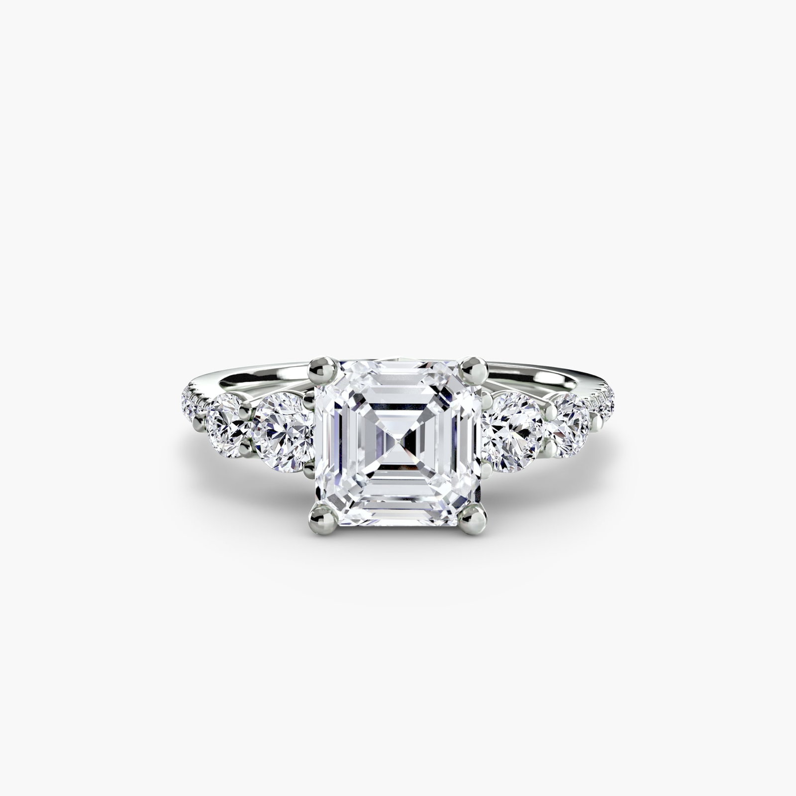 Pave Asscher 950 Platinum Ring Setting - 2