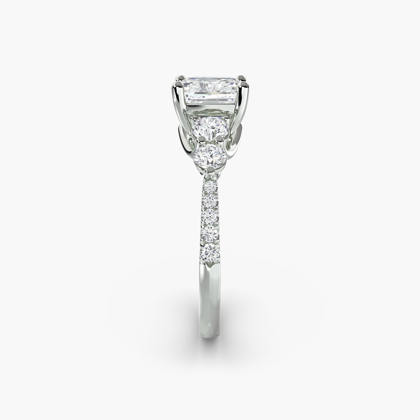 Pave Asscher 950 Platinum Ring Setting - 3
