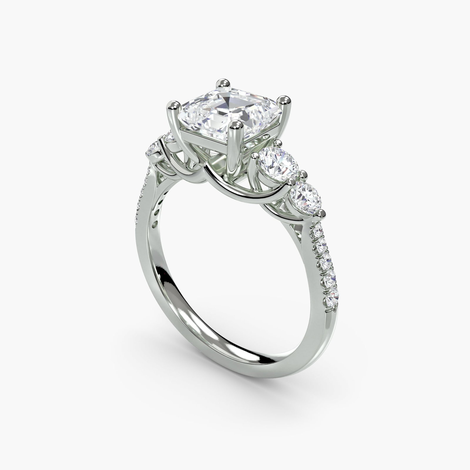 Pave Asscher 950 Platinum Ring Setting - 5