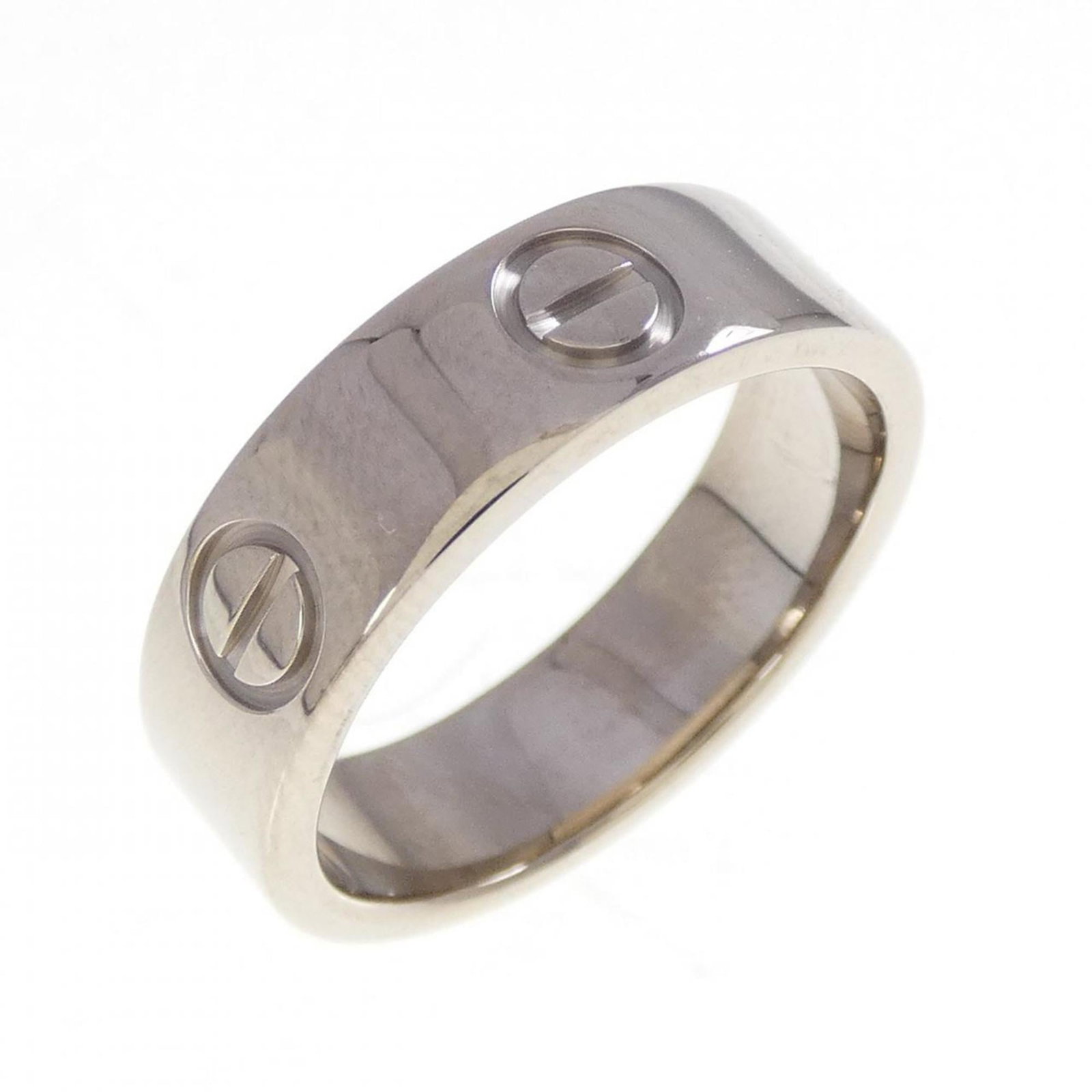 White Gold Cartier Band Ring 18K: White Gold Cartier Band Ring 18K 18K White Gold Cartier Band Ring in Excellent Condition. This stunning ring features a band crafted from high-quality white gold, with a few traces of usage visible bu