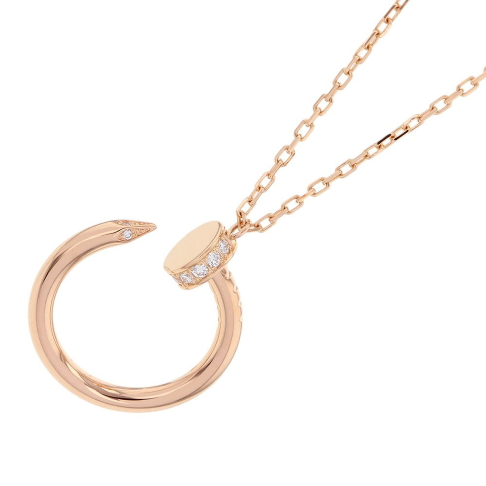 Cartier Juste Un Clou Pendant Necklace With 14 Diamonds (0.12Ct Total) In 18K Pink Gold (B7224887): Cartier Juste Un Clou Pendant Necklace With 14 Diamonds (0.12Ct Total) In 18K Pink Gold (B7224887) Cartier Juste Un Clou Pendant Necklace in 18K Pink Gold boasts a striking design with 0.12 carats of 