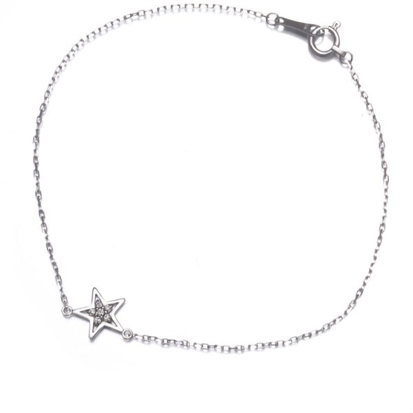 Star Jewelry Diamond 0.02Ct 18K White Gold: Star Jewelry Diamond 0.02Ct 18K White Gold 18k white gold diamond bracelet features a natural 0.02ct diamond, showcasing the beauty of this understated yet elegant piece. The 18k metal purity adds a