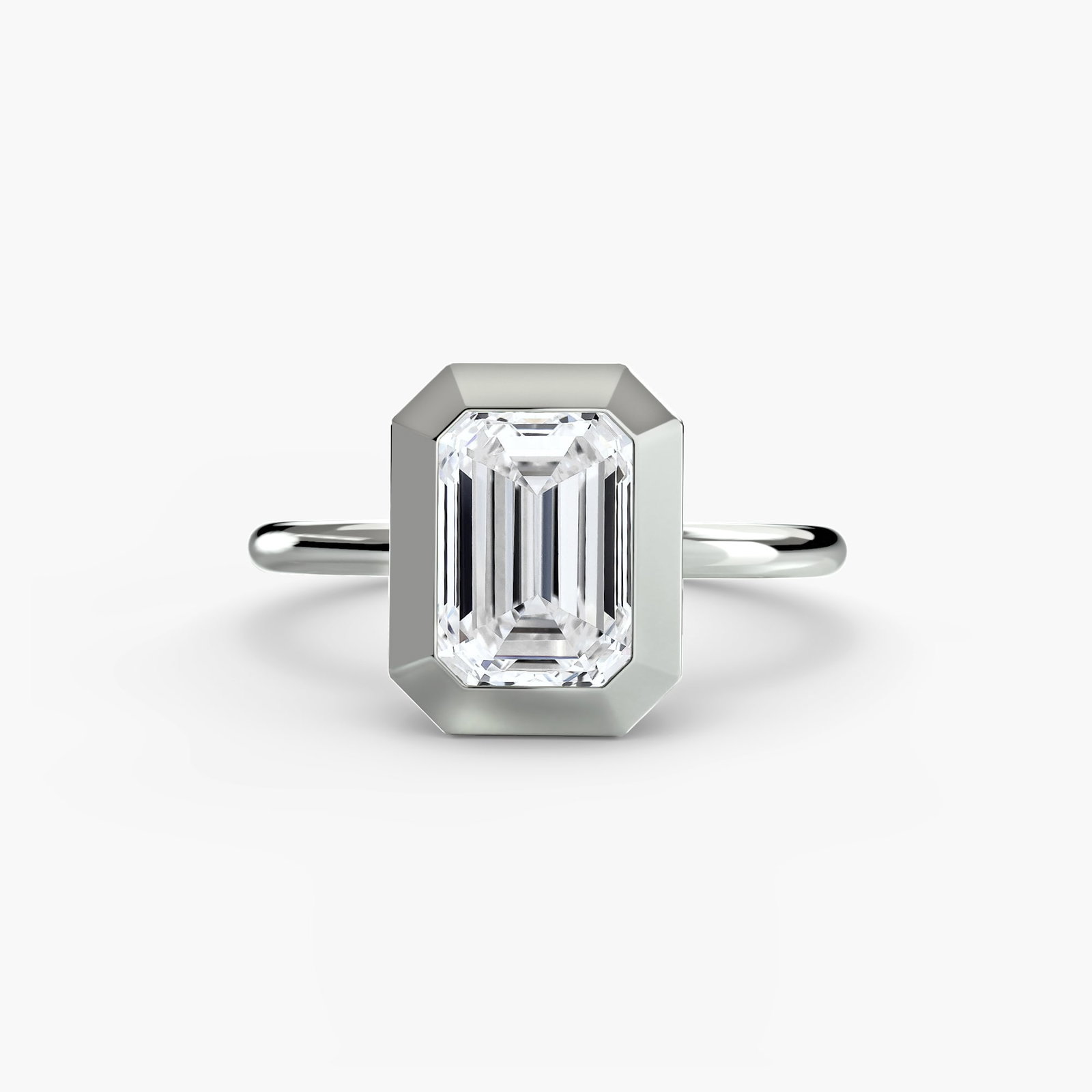 Solitaire Emerald 18Kt White Gold Ring Setting - 2