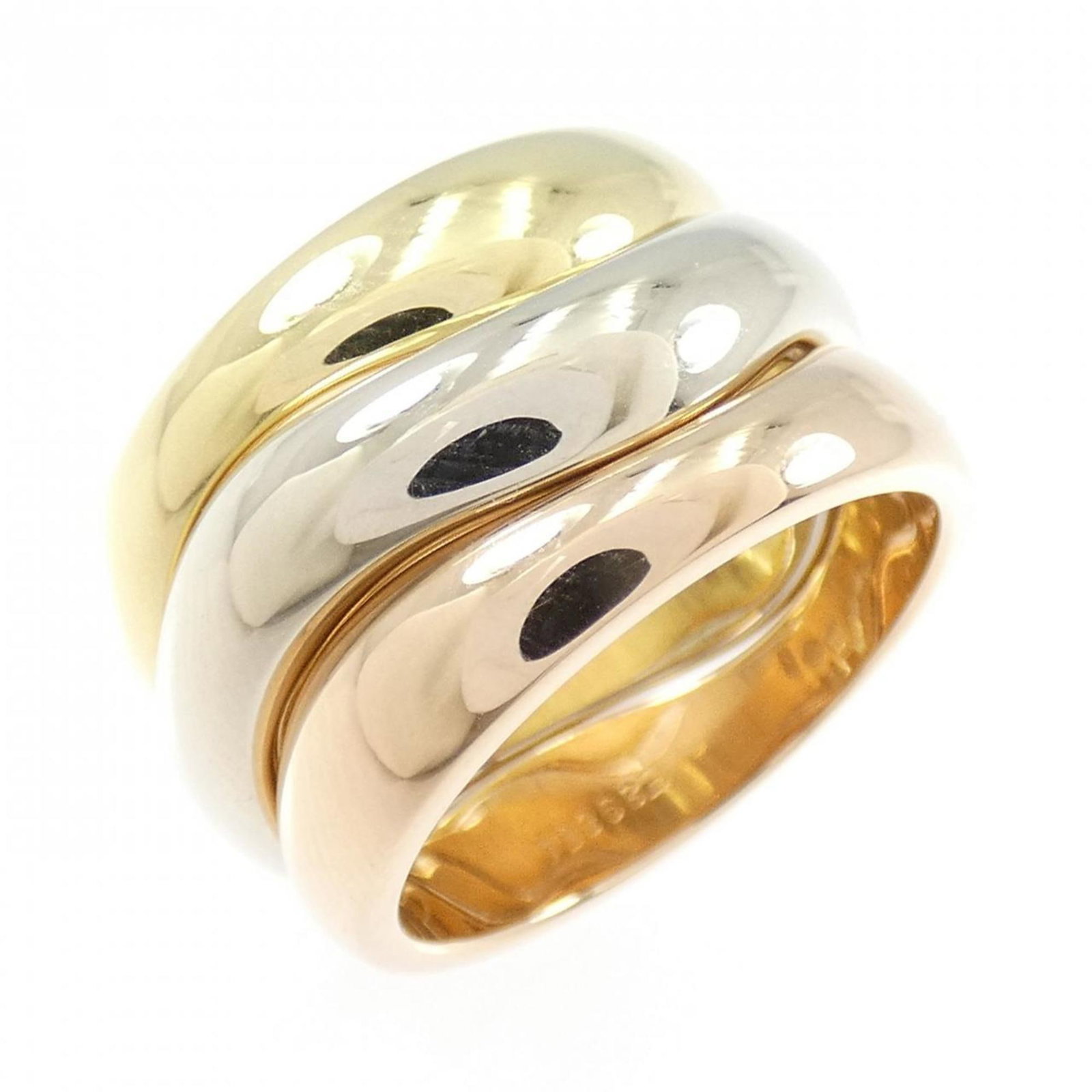 Cartier Pink 18k White 18k Yellow Gold Ring Band: Cartier Pink 18k White 18k Yellow Gold Ring Band Cartier Pink 18k White 18k Yellow Gold Ring Band - A stylish and elegant band featuring pink gold, white gold, and yellow gold in a beautiful combinati