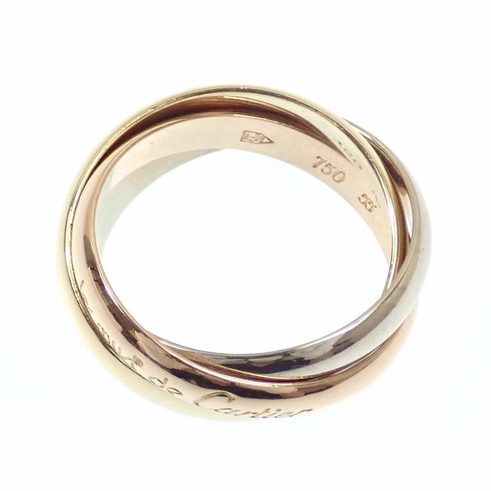 Cartier Pink 18k White 18k Yellow Gold Ring Band: Cartier Pink 18k White 18k Yellow Gold Ring Band Cartier Pink 18k White 18k Yellow Gold Ring Band - A timeless piece featuring pink gold, white gold, and yellow gold in a striking combination. This