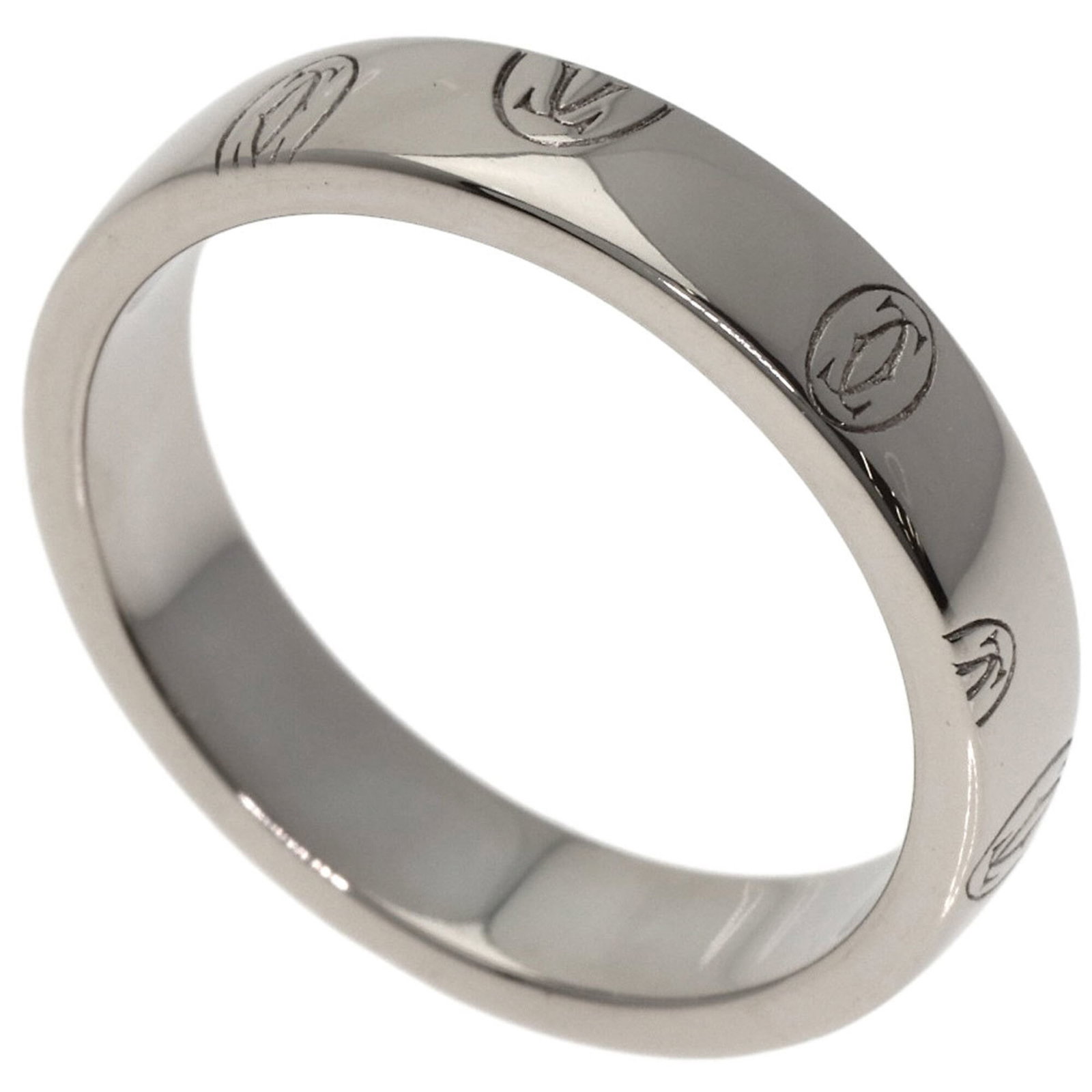 White Gold Cartier Band Ring 18K: White Gold Cartier Band Ring 18K 18K White Gold Cartier Band Ring for Women. This elegant band ring features a slender design with a width of 4mm and weighs approximately 5.3g, making it a stylish