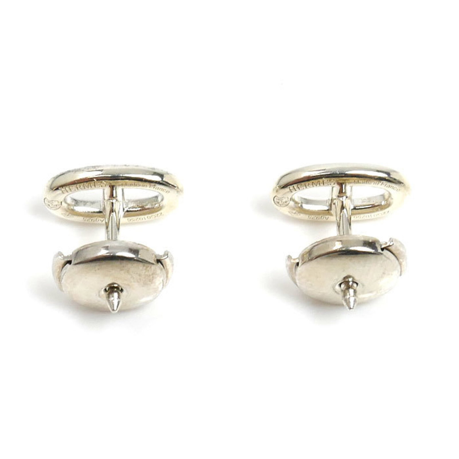 Hermes 925 Silver Earrings Stud - 3