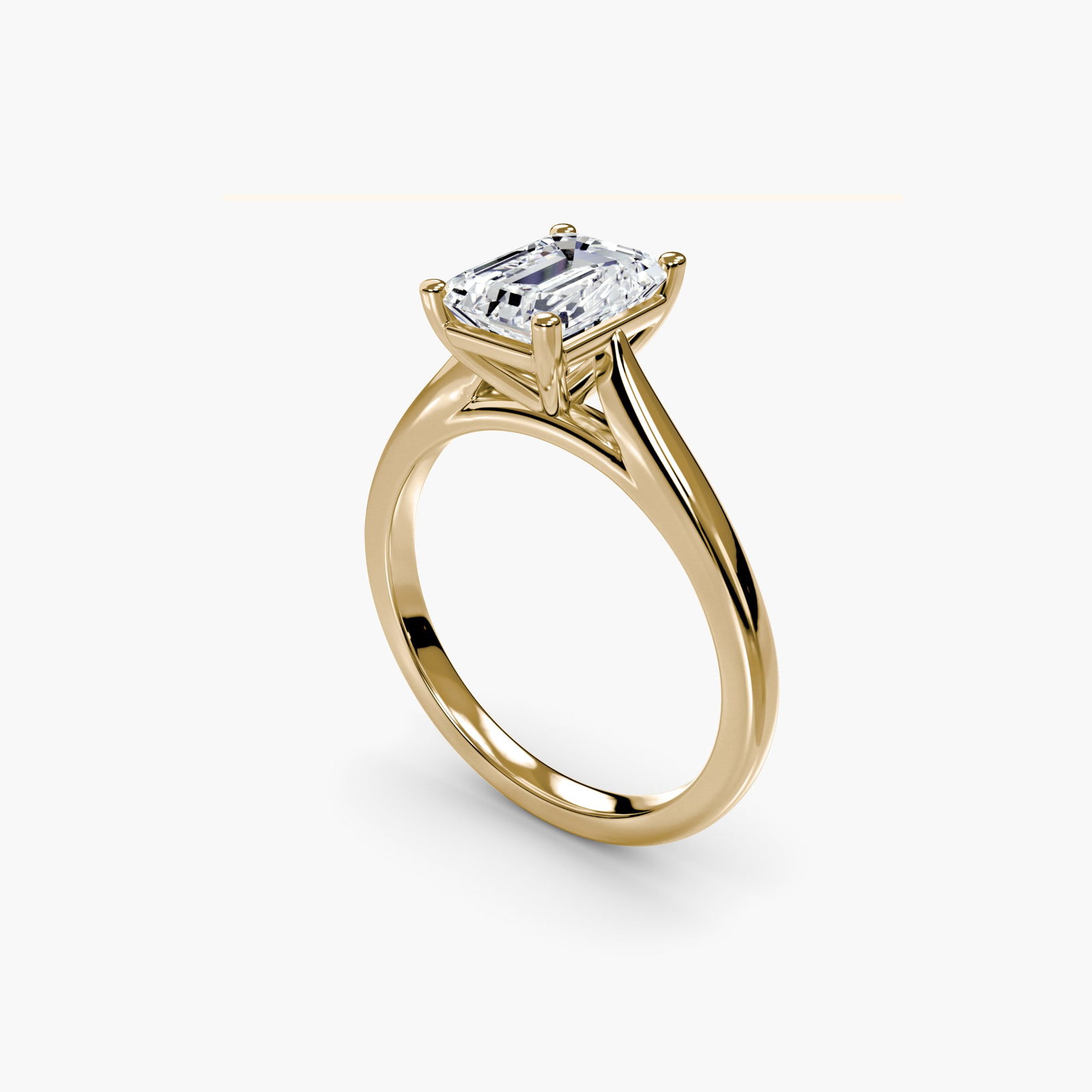 Solitaire Emerald 14Kt Yellow Gold Ring Setting - 5