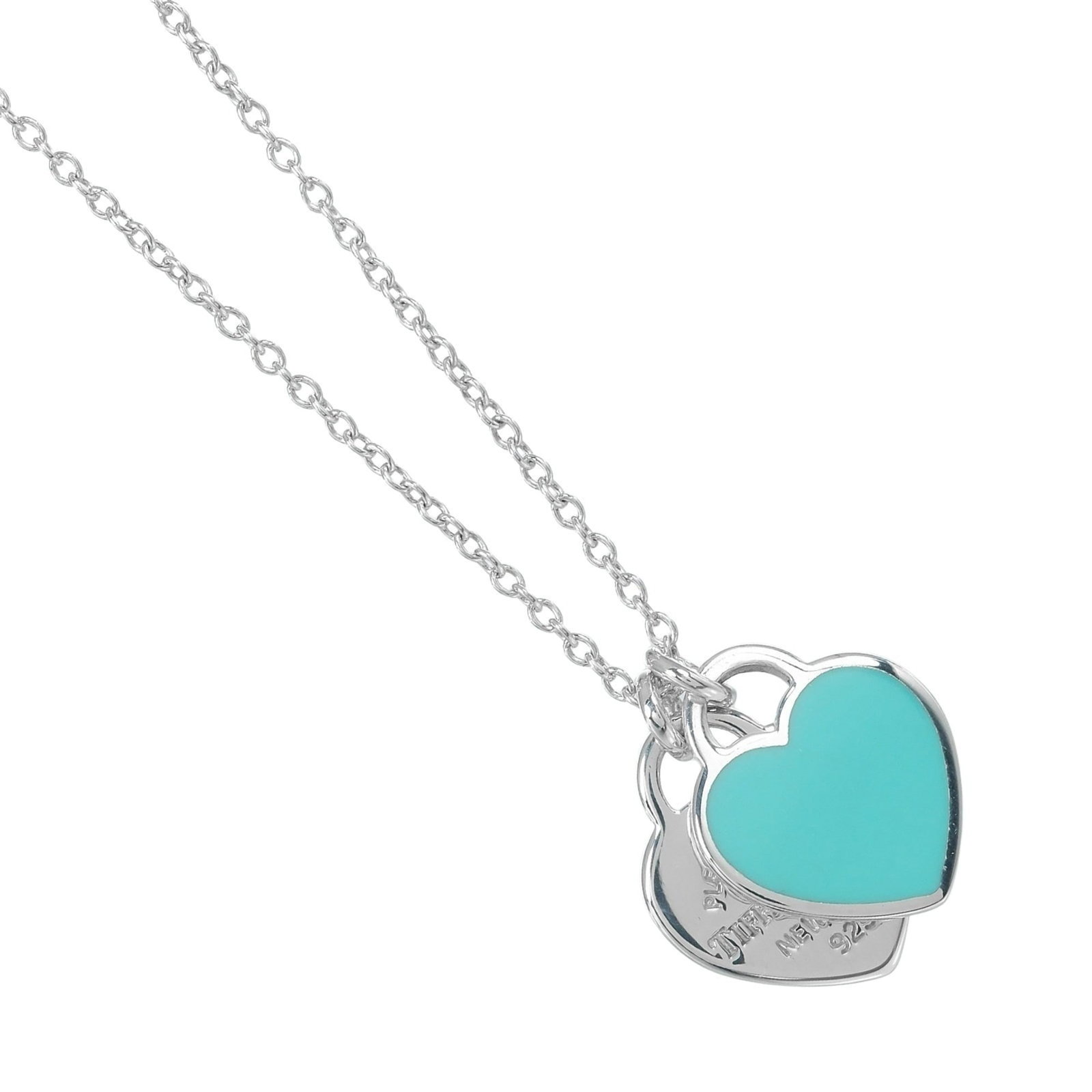 Tiffany & Co. Return To Necklace Double Heart Silver 925 Blue Tiffany Women'S: Tiffany & Co. Return To Necklace Double Heart Silver 925 Blue Tiffany Women'S Tiffany & Co.'s Return To Necklace Double Heart Silver 925 Blue is a beautiful piece featuring a double heart pendant in b