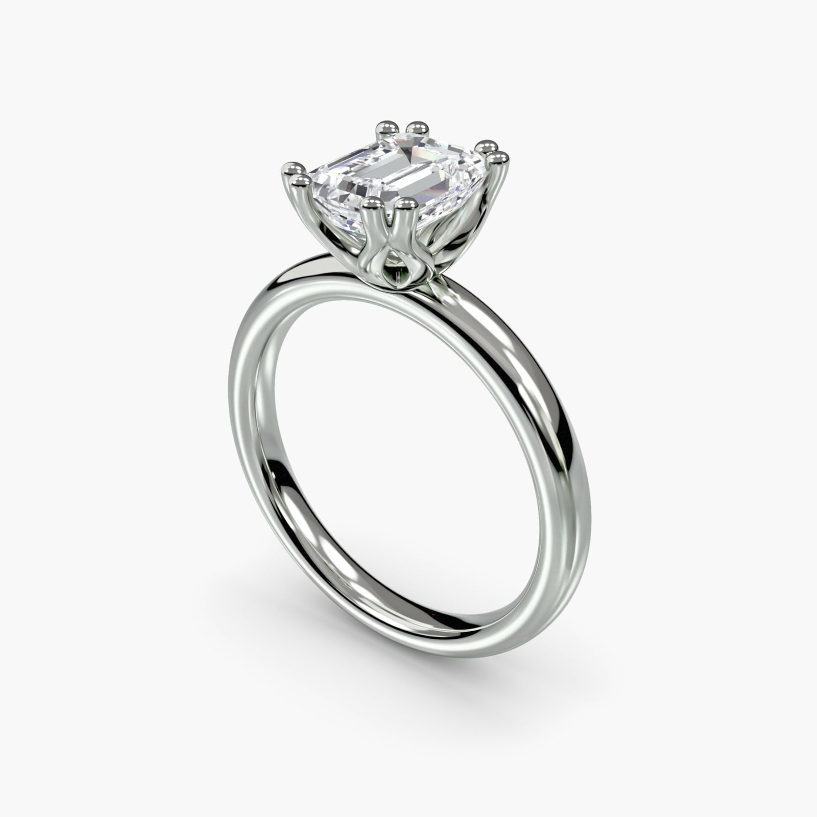 Solitaire Emerald 18Kt White Gold Ring Setting - 5