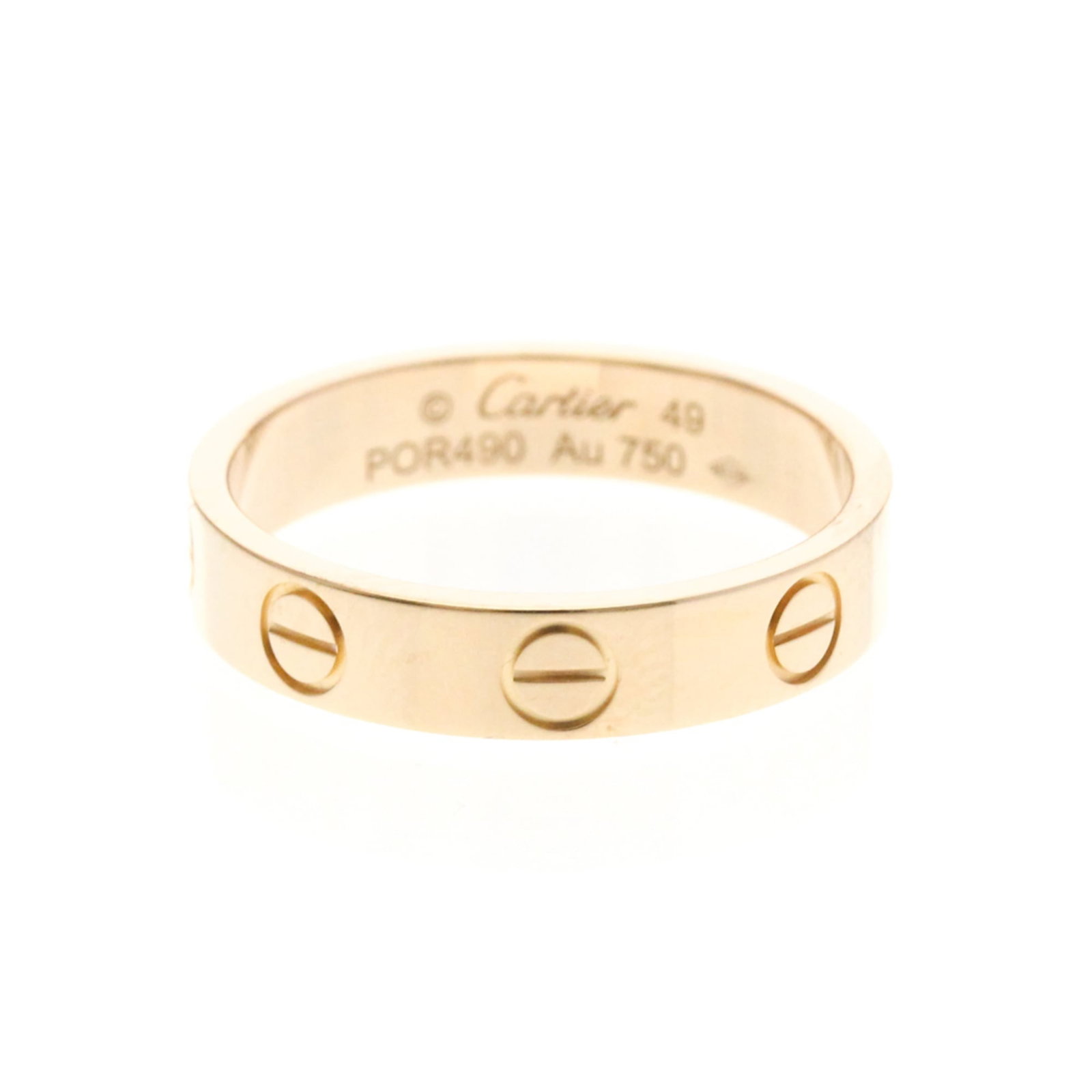 Pink gold 18k ring band from Cartier: Pink gold 18k ring band from Cartier Pink gold 18k Cartier ring band, featuring a sleek and sophisticated design in a vibrant pink hue. This fashion-forward piece boasts an 18K metal construction with