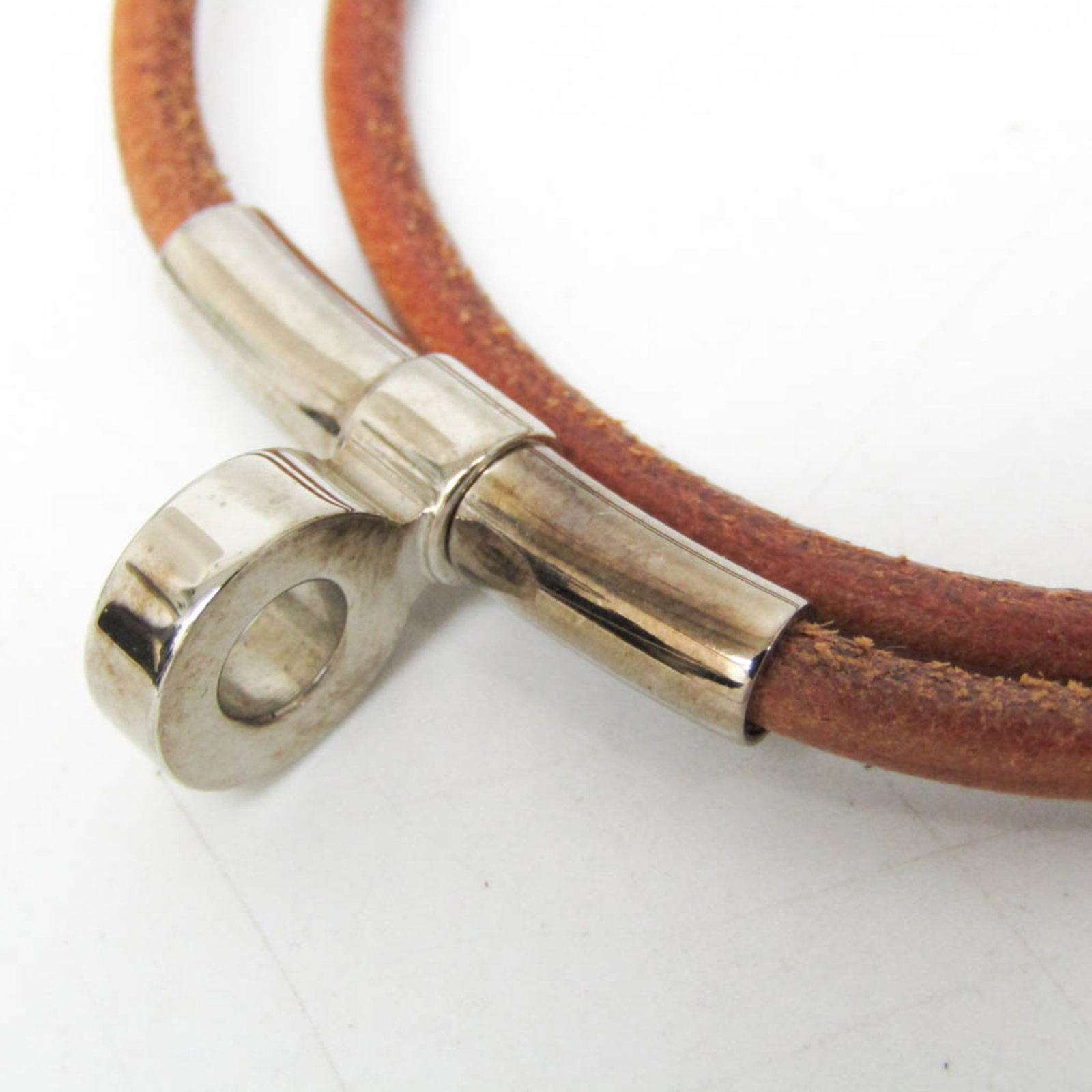 Metal leather bangle Hermes - 3