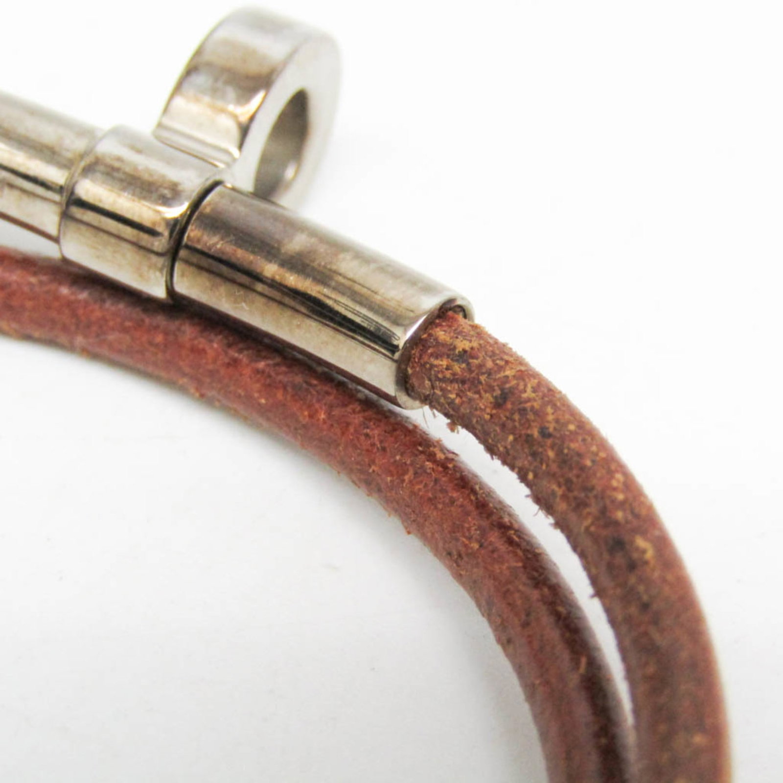 Metal leather bangle Hermes - 5