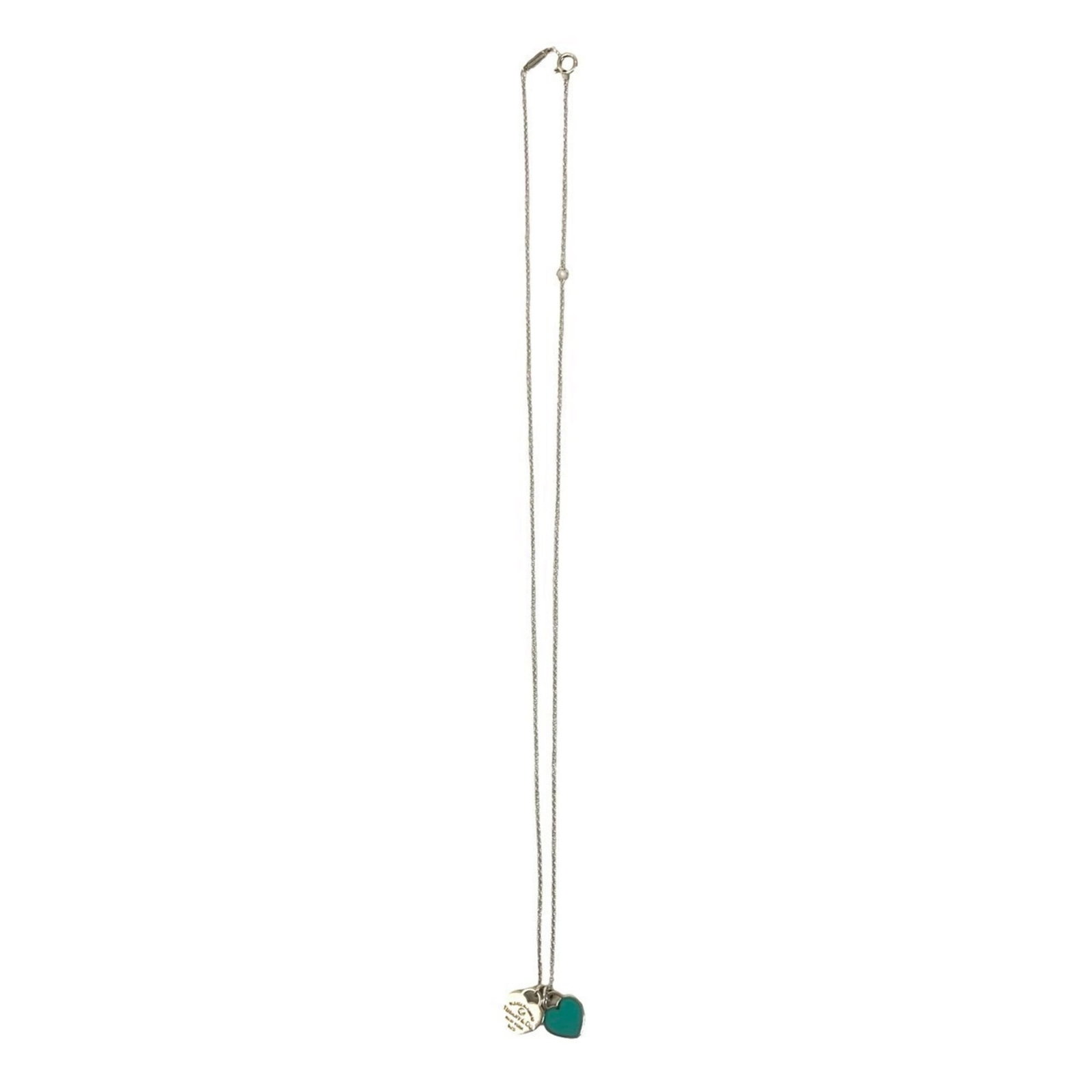 Tiffany&Co. Tiffany Return To Blue Double Heart Necklace Sterling Silver 925 88086: Tiffany&Co. Tiffany Return To Blue Double Heart Necklace Sterling Silver 925 88086 Tiffany&Co.'s iconic Return To Blue Double Heart Necklace is a timeless piece, featuring sterling silver 925 construc