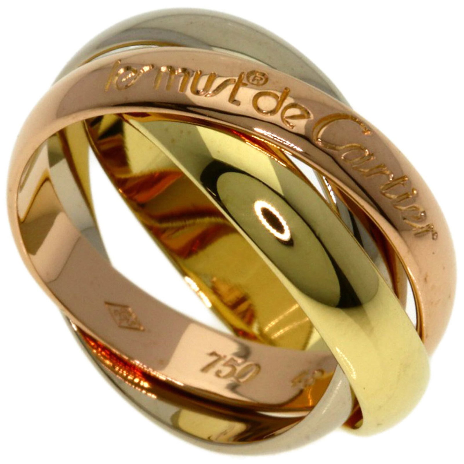 Cartier Pink 18k White 18k Yellow Gold Ring Band: Cartier Pink 18k White 18k Yellow Gold Ring Band Cartier Pink 18k White 18k Yellow Gold Ring Band features a striking combination of pink, white, and yellow gold, showcasing the luxury brand's signatu