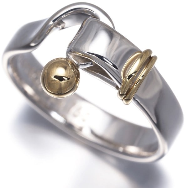Tiffany&Co. Ring Love Knot Hook & Eye Us6-6.25 Silver 925/ 18K Yg: Tiffany&Co. Ring Love Knot Hook & Eye Us6-6.25 Silver 925/ 18K Yg Sterling Silver Tiffany&Co. Ring Love Knot Hook & Eye features a classic design with no stone, showcasing the brand's signature